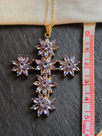 Tanzanite Gold Plated Sterling Silver Cross Pendant With 18" Chain Necklace