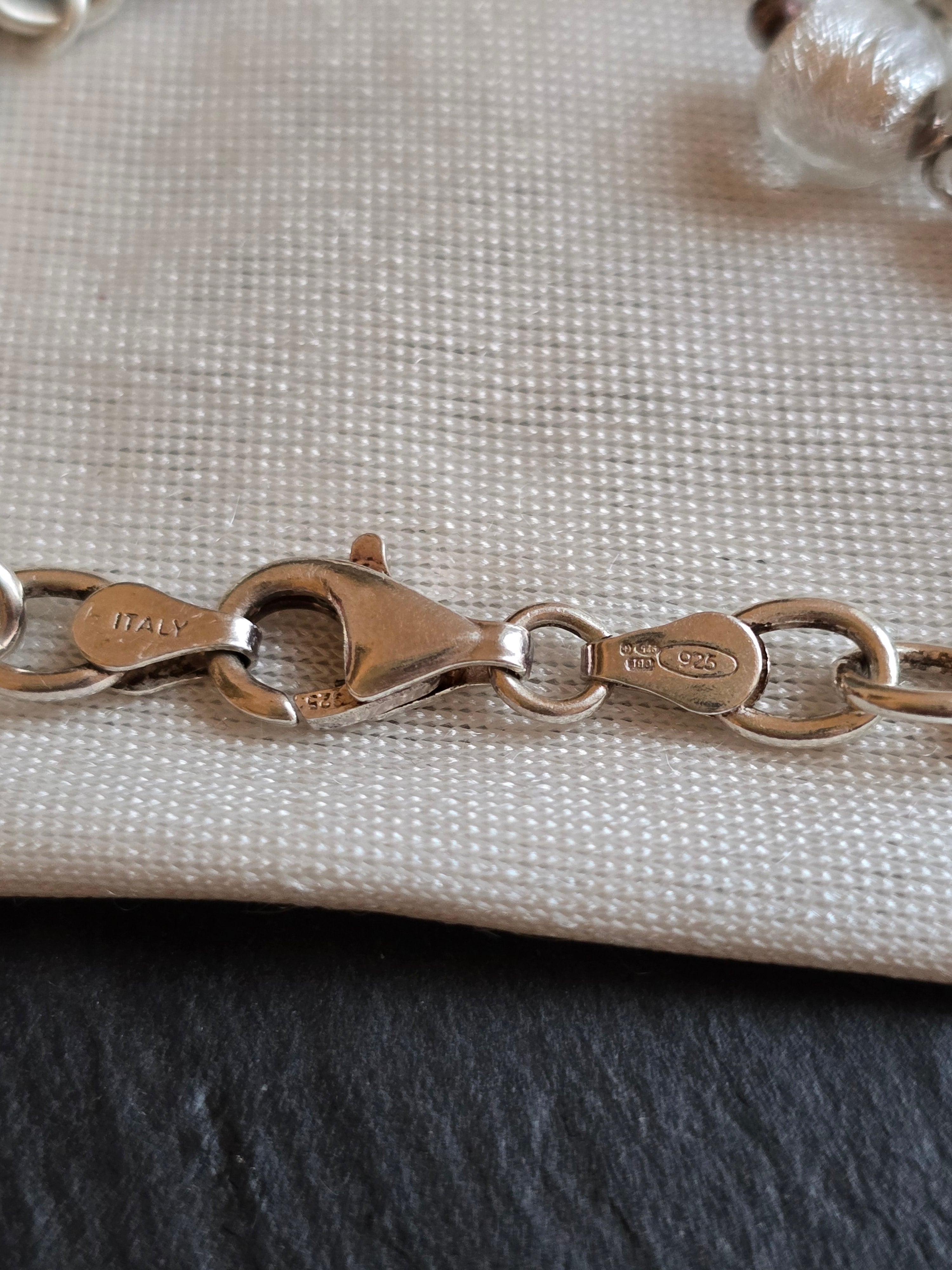 Sterling Silver Blue And Silver Murano Glass Bracelet