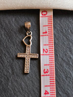 Sterling Silver CZ Heart Cross Pendant