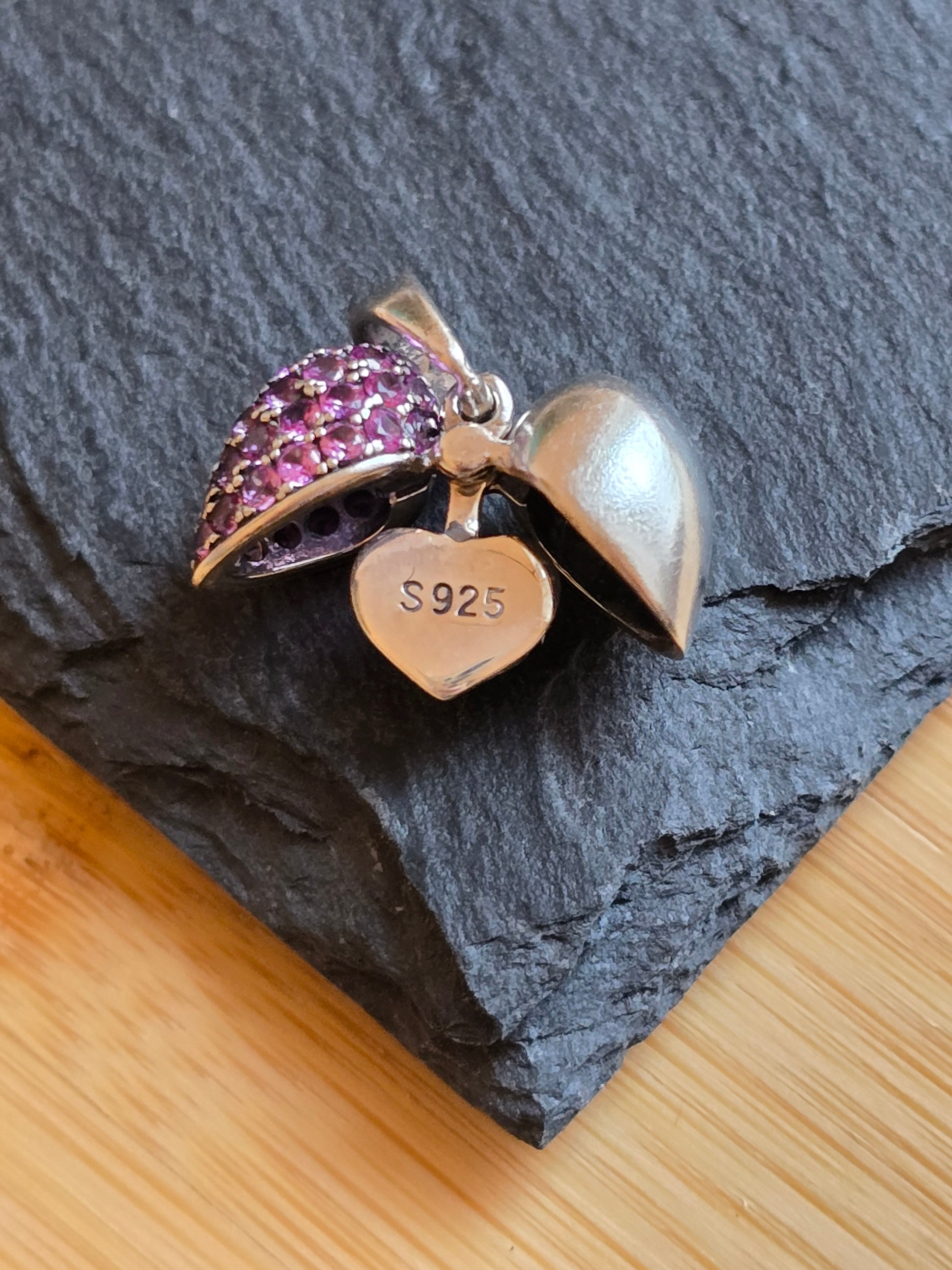 Sterling Silver Pink Topaz Heart Opens To Reveal I Love You Pendant