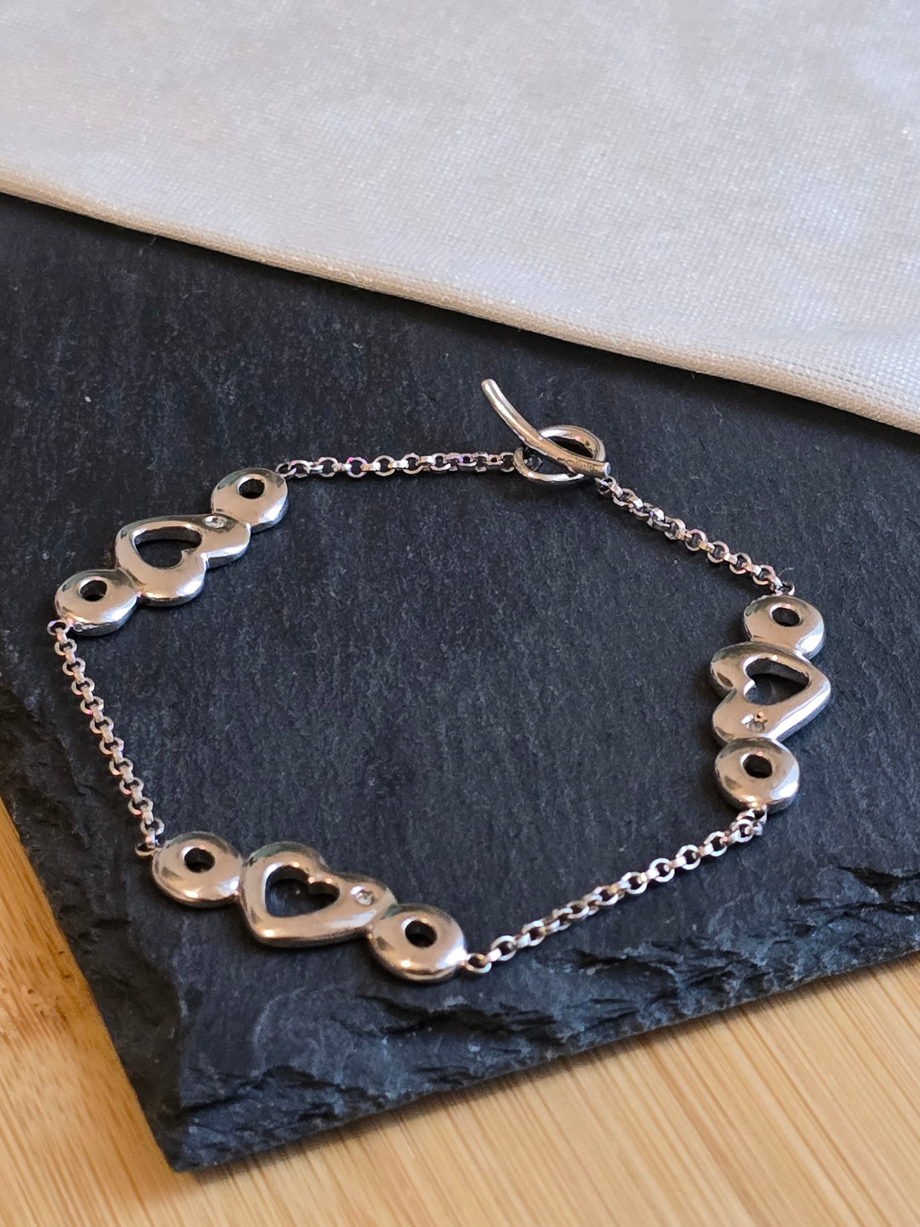Hot Diamonds Sterling Silver Hearts & Circles Bracelet
