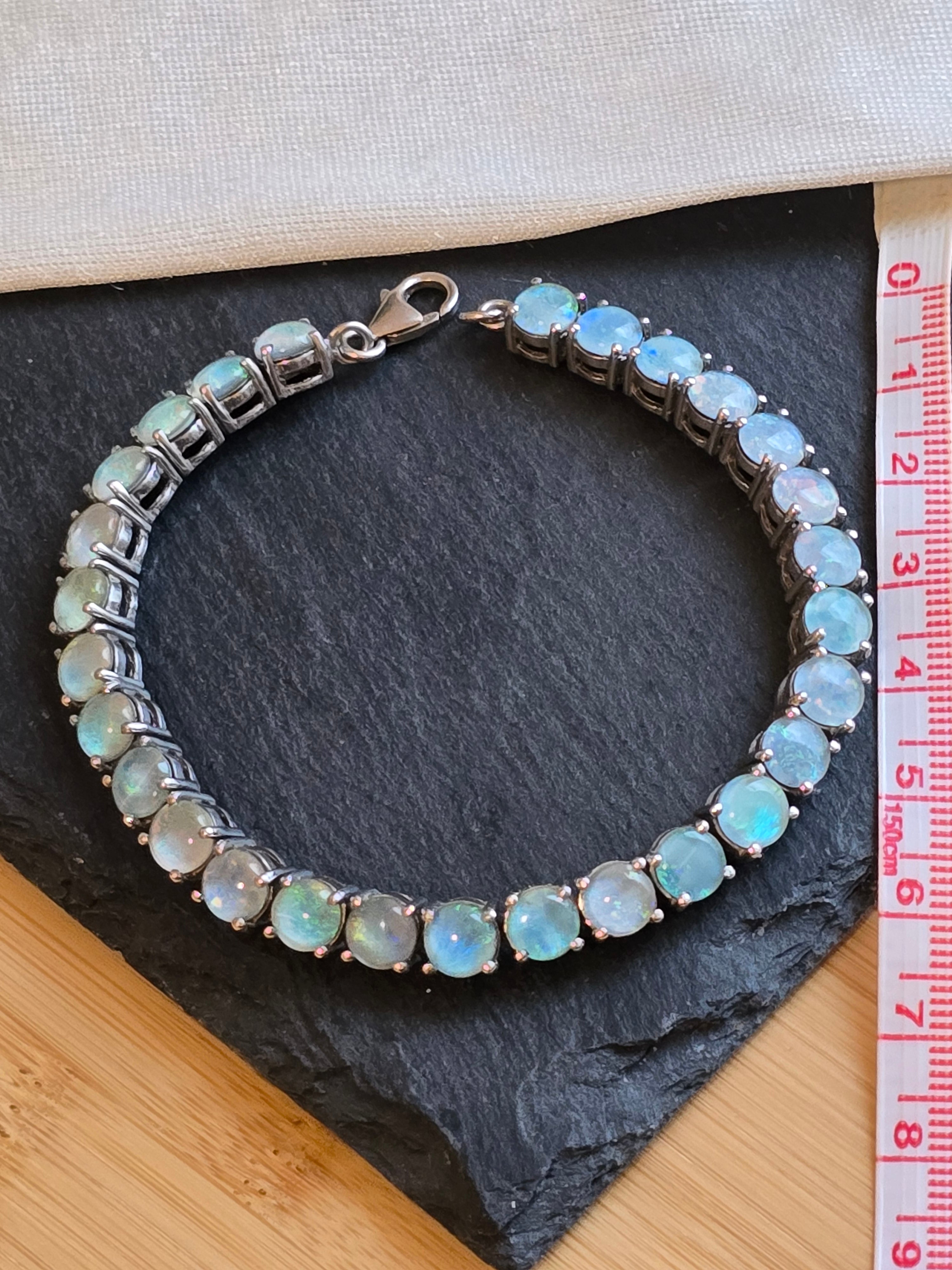 Sterling Silver Round Opal Triplet Tennis Bracelet