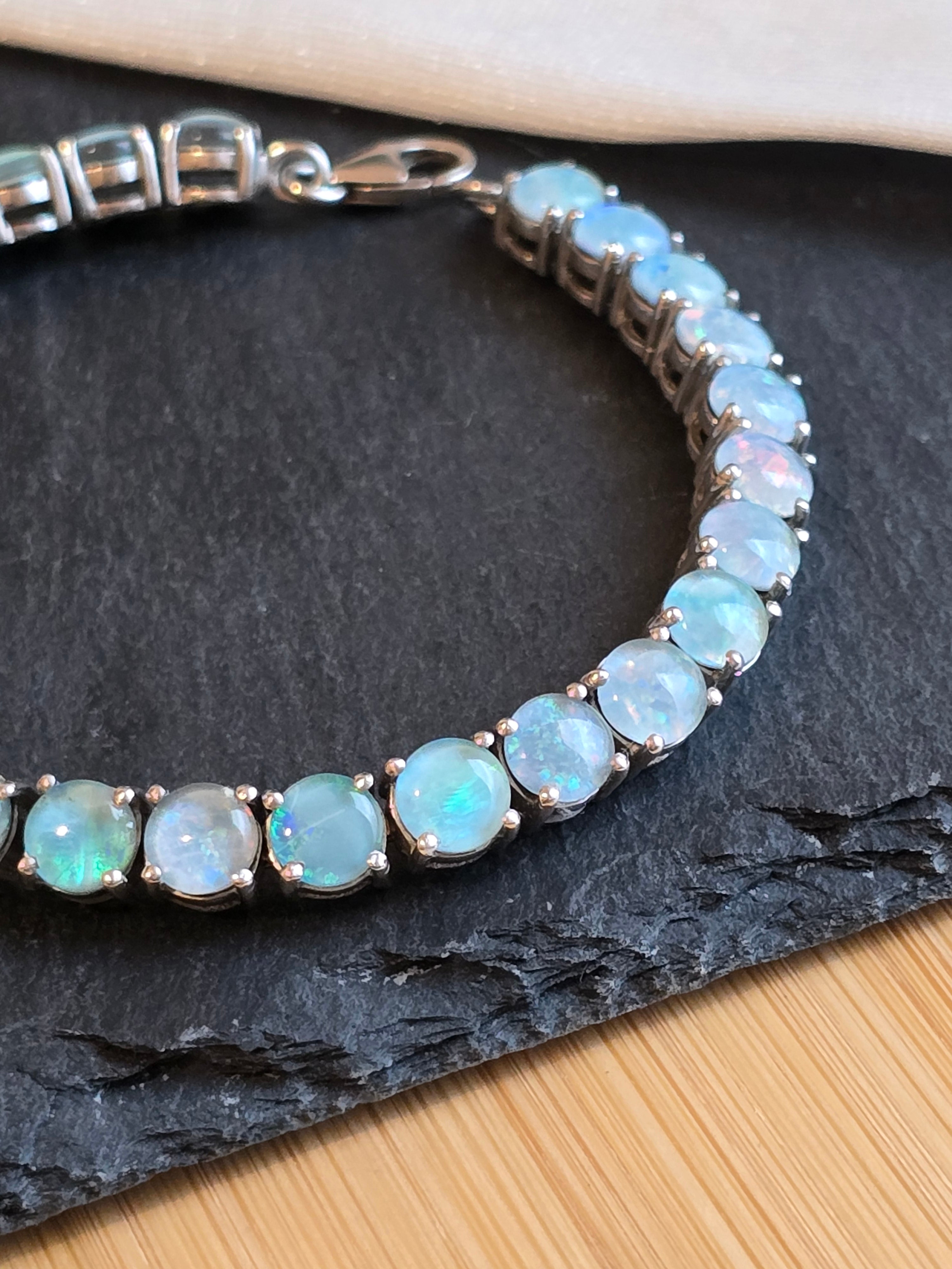 Sterling Silver Round Opal Triplet Tennis Bracelet