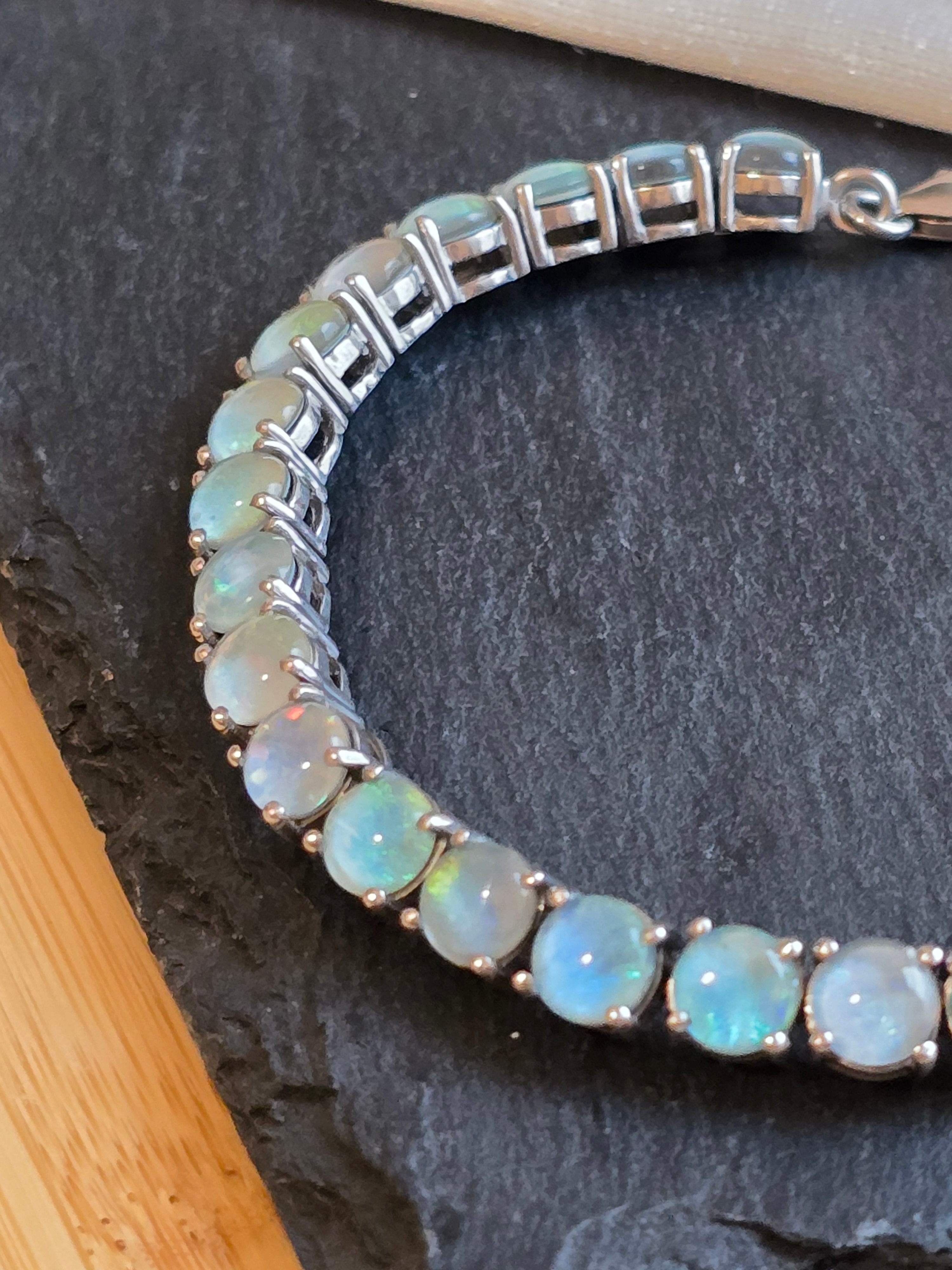 Sterling Silver Round Opal Triplet Tennis Bracelet