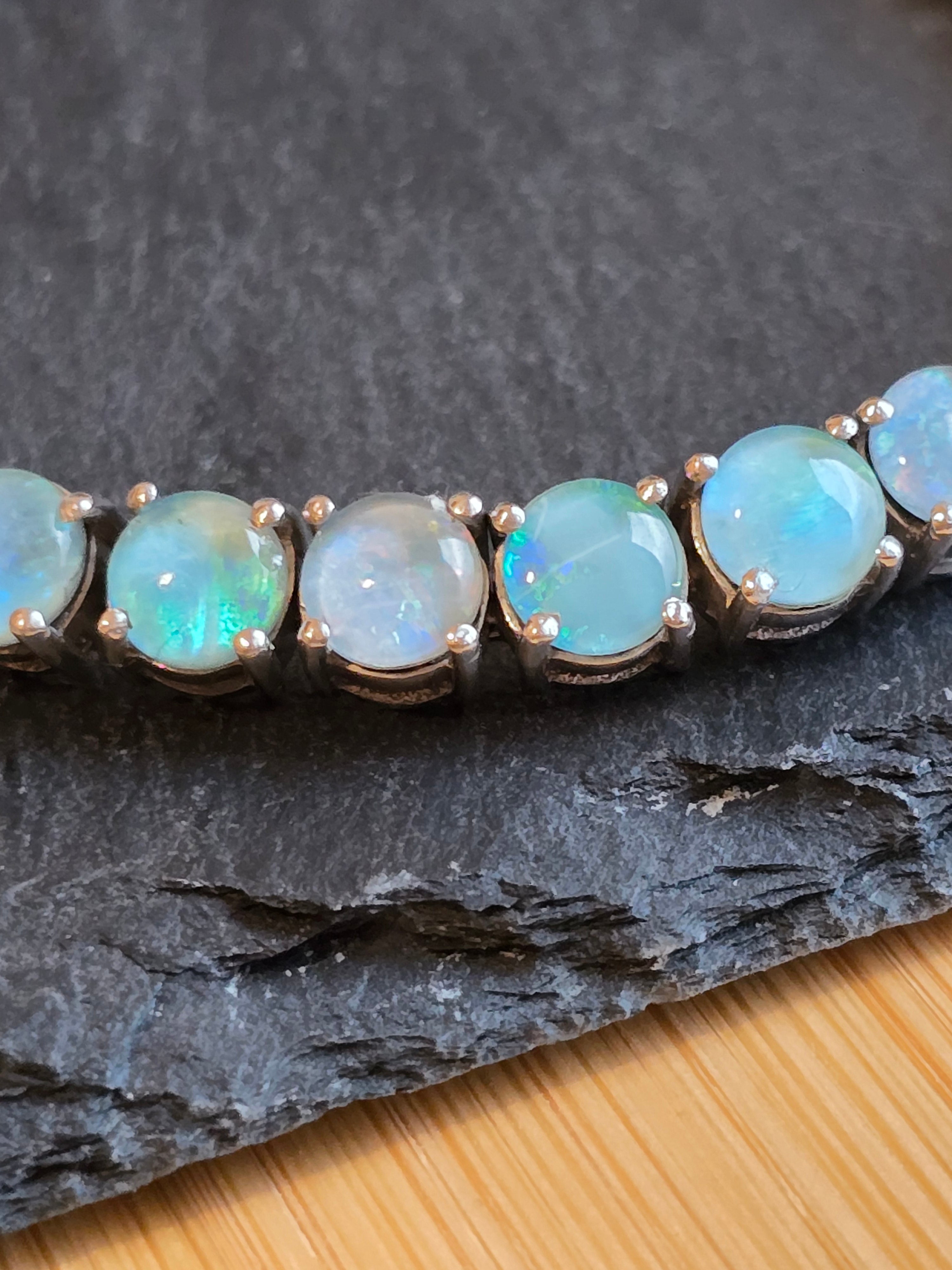 Sterling Silver Round Opal Triplet Tennis Bracelet