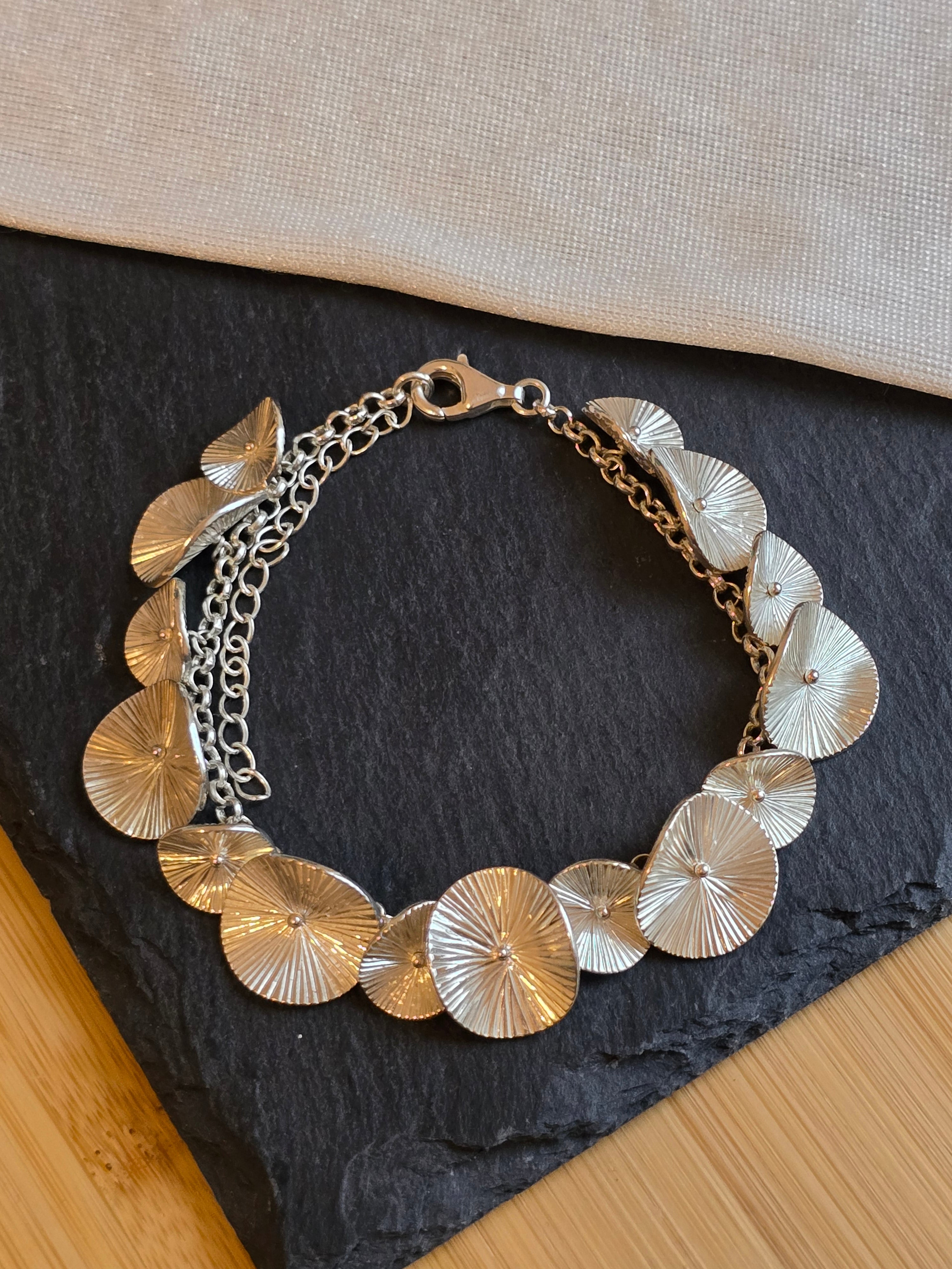 Sterling Silver Lily Pad, Nature, Charm Bracelet