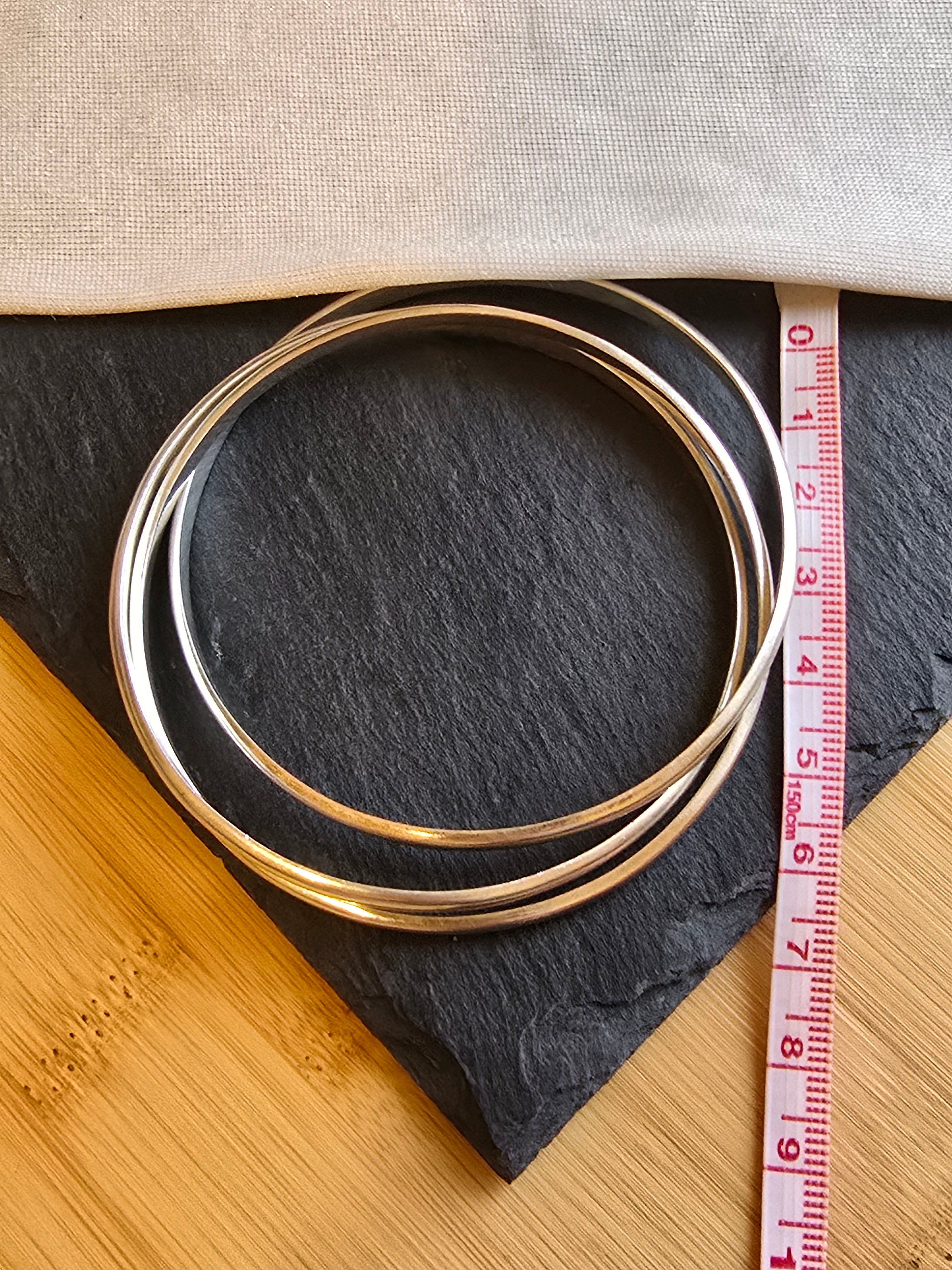 Sterling Silver Russian Triple Bangle 4mm Bands