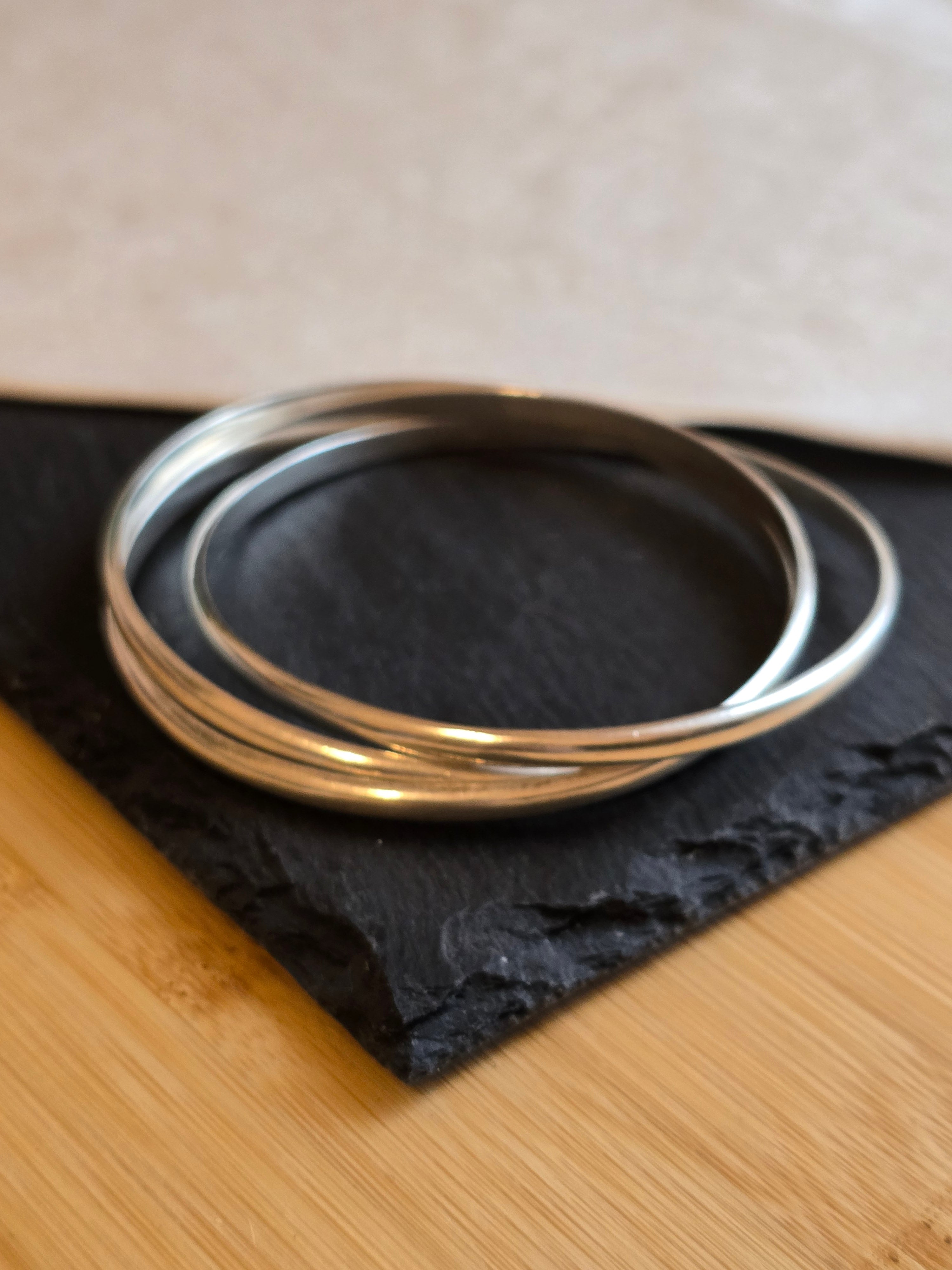 Sterling Silver Russian Triple Bangle 4mm Bands