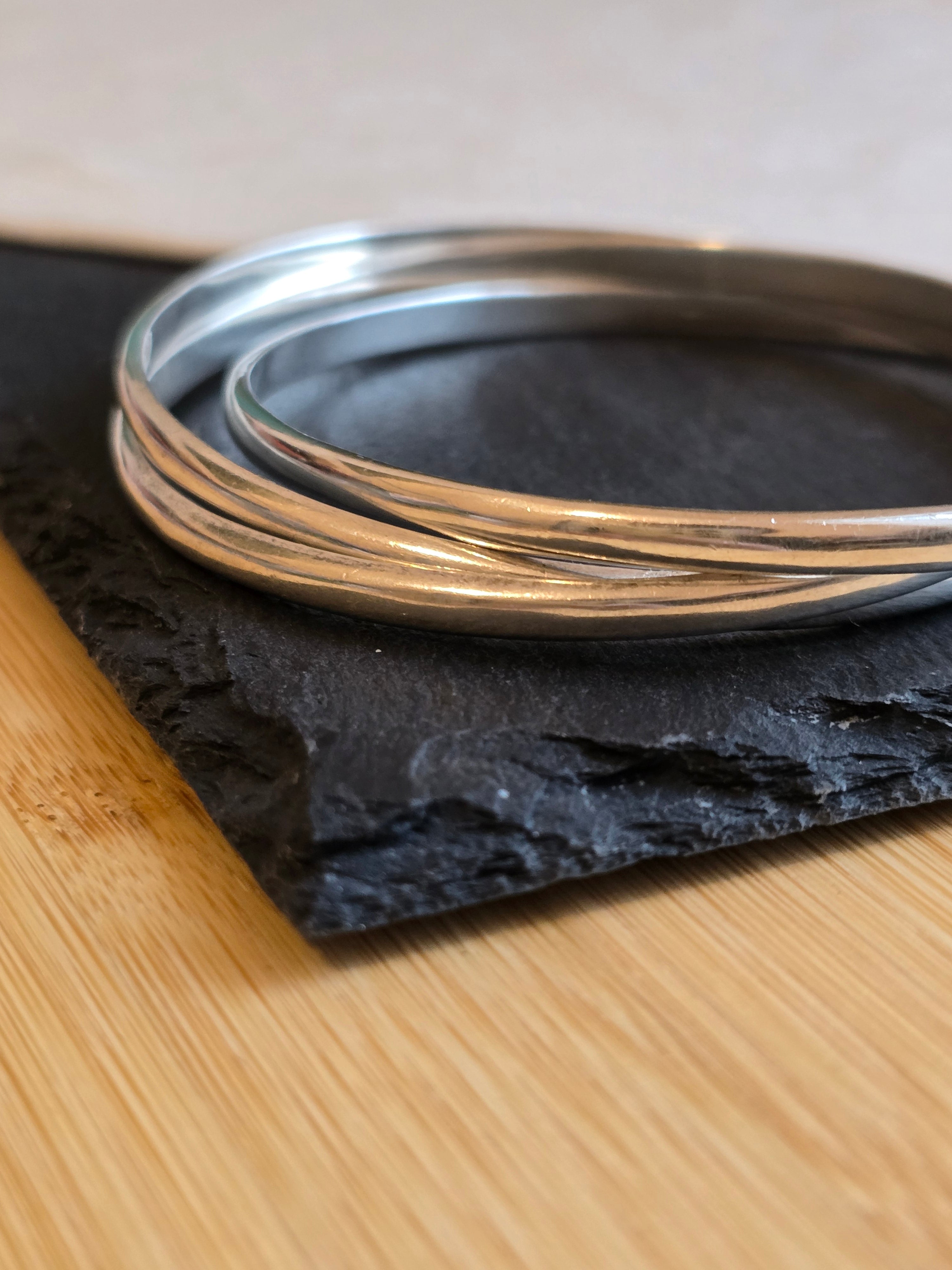 Sterling Silver Russian Triple Bangle 4mm Bands