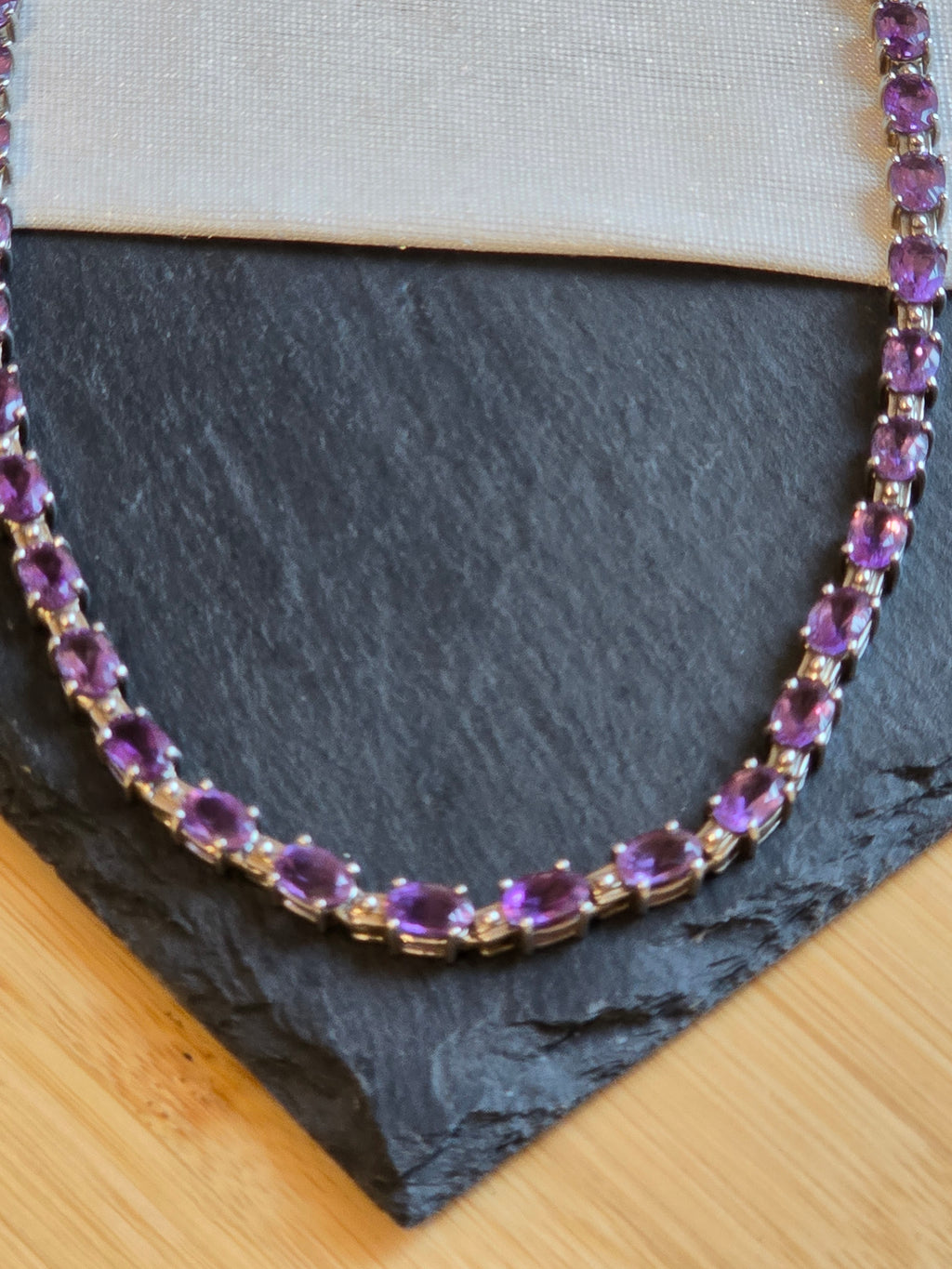 Sterling Silver Amethyst Gemstone Tennis Necklace