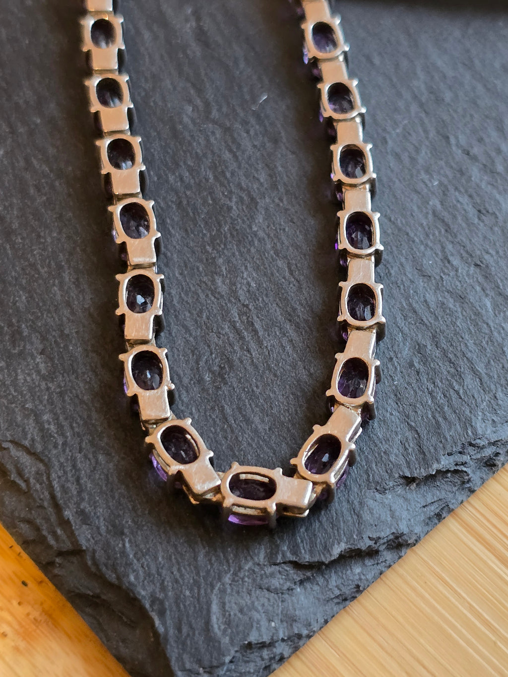Sterling Silver Amethyst Gemstone Tennis Necklace