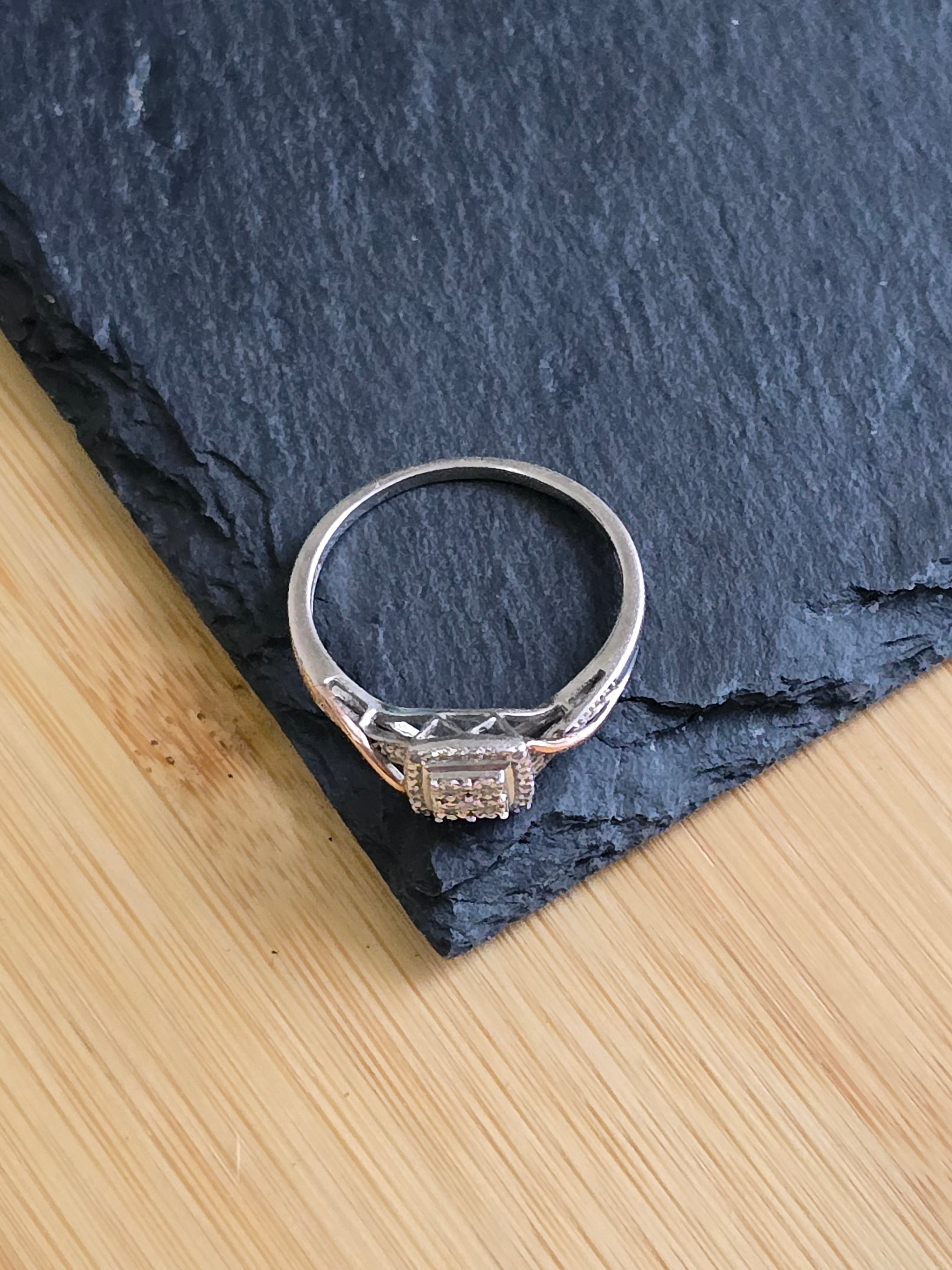 Sterling Silver & 9ct Rose Gold Diamond Illusion Set Ring