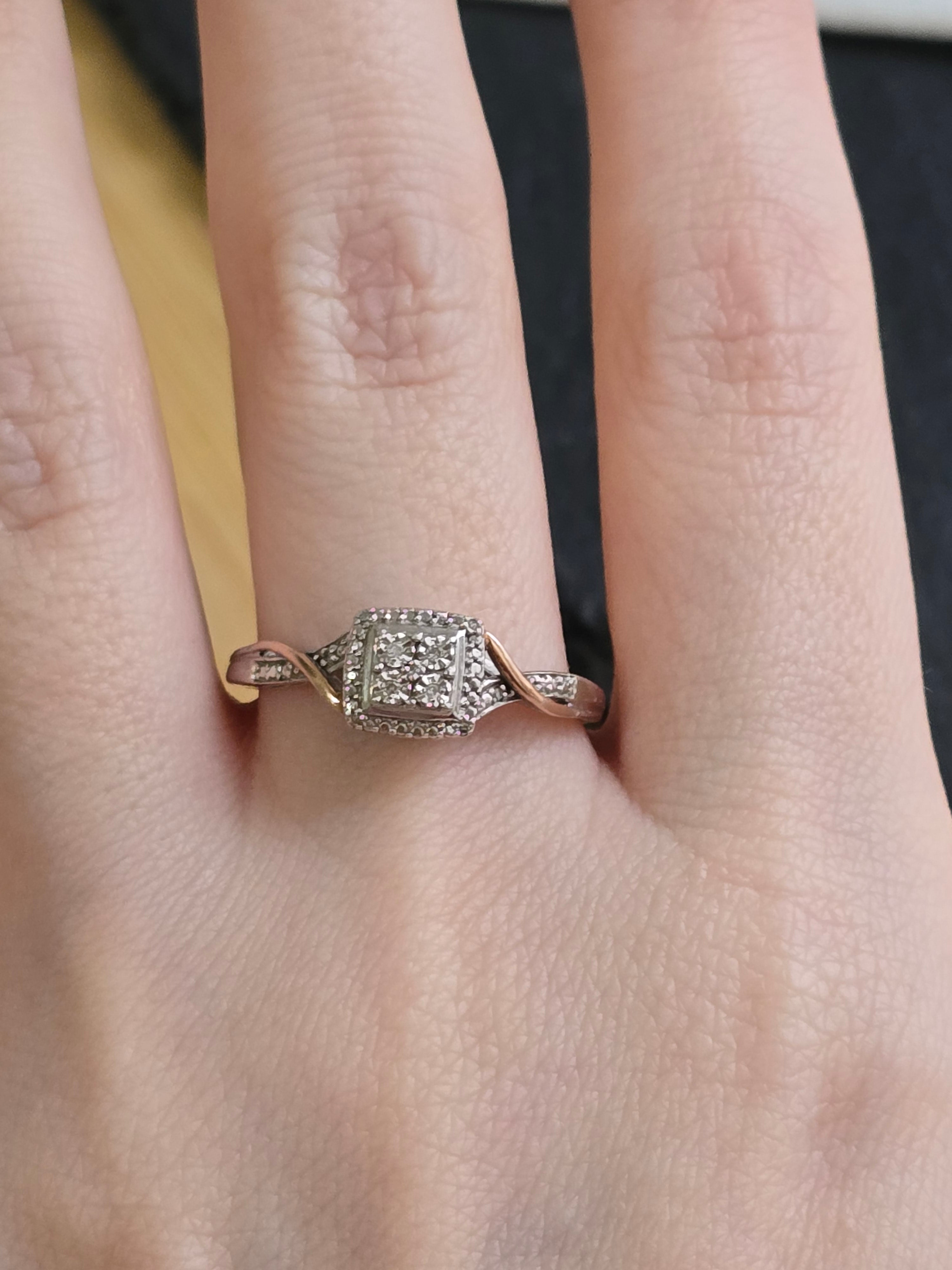 Sterling Silver & 9ct Rose Gold Diamond Illusion Set Ring