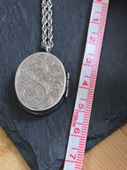 Sterling Silver Etched Design Vintage Pill Box Locket Necklace, Vintage Jewellery