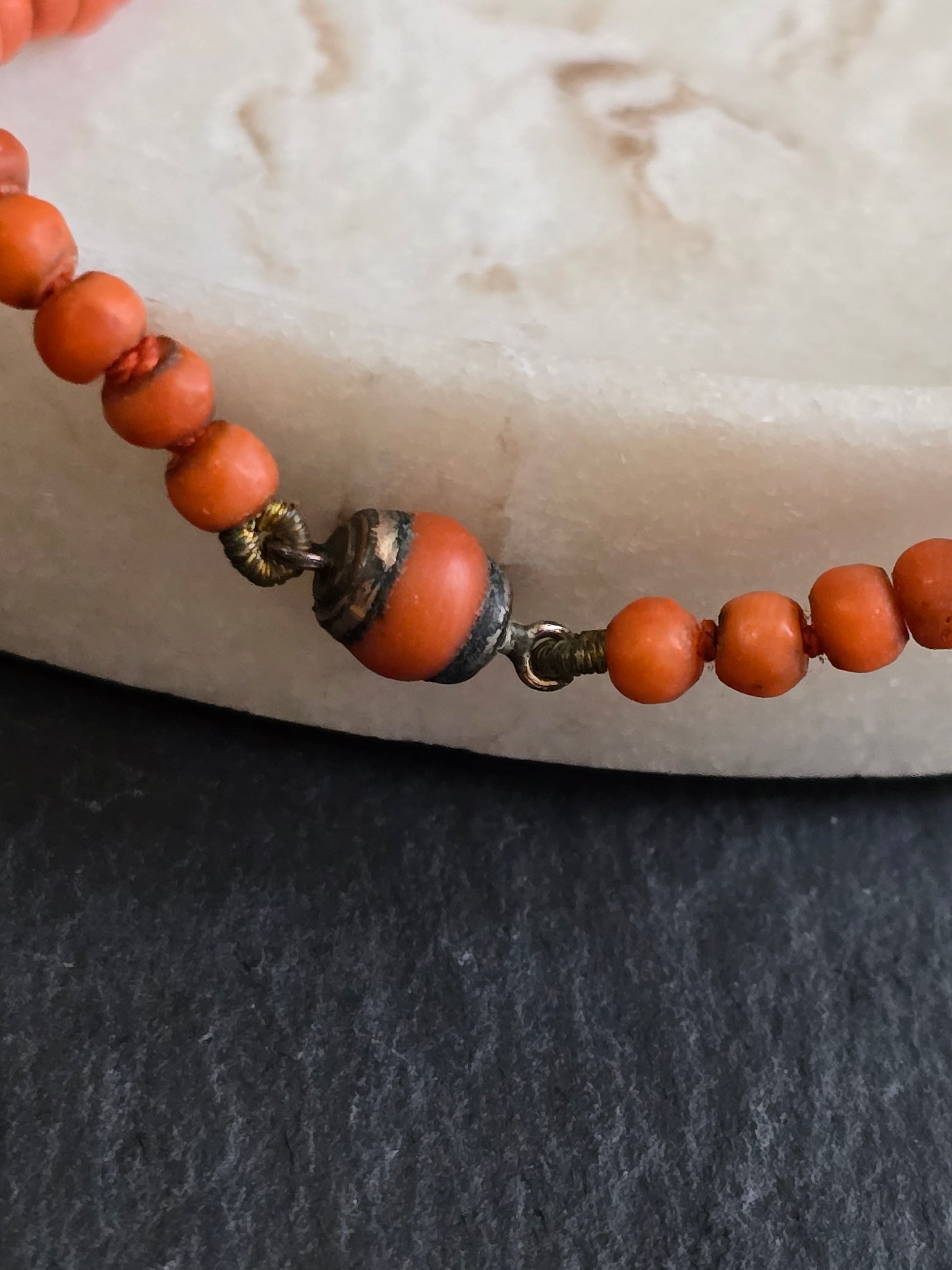 Antique Victorian Graduated Natural Undyed Coral Long Necklace, Antique jewellery.