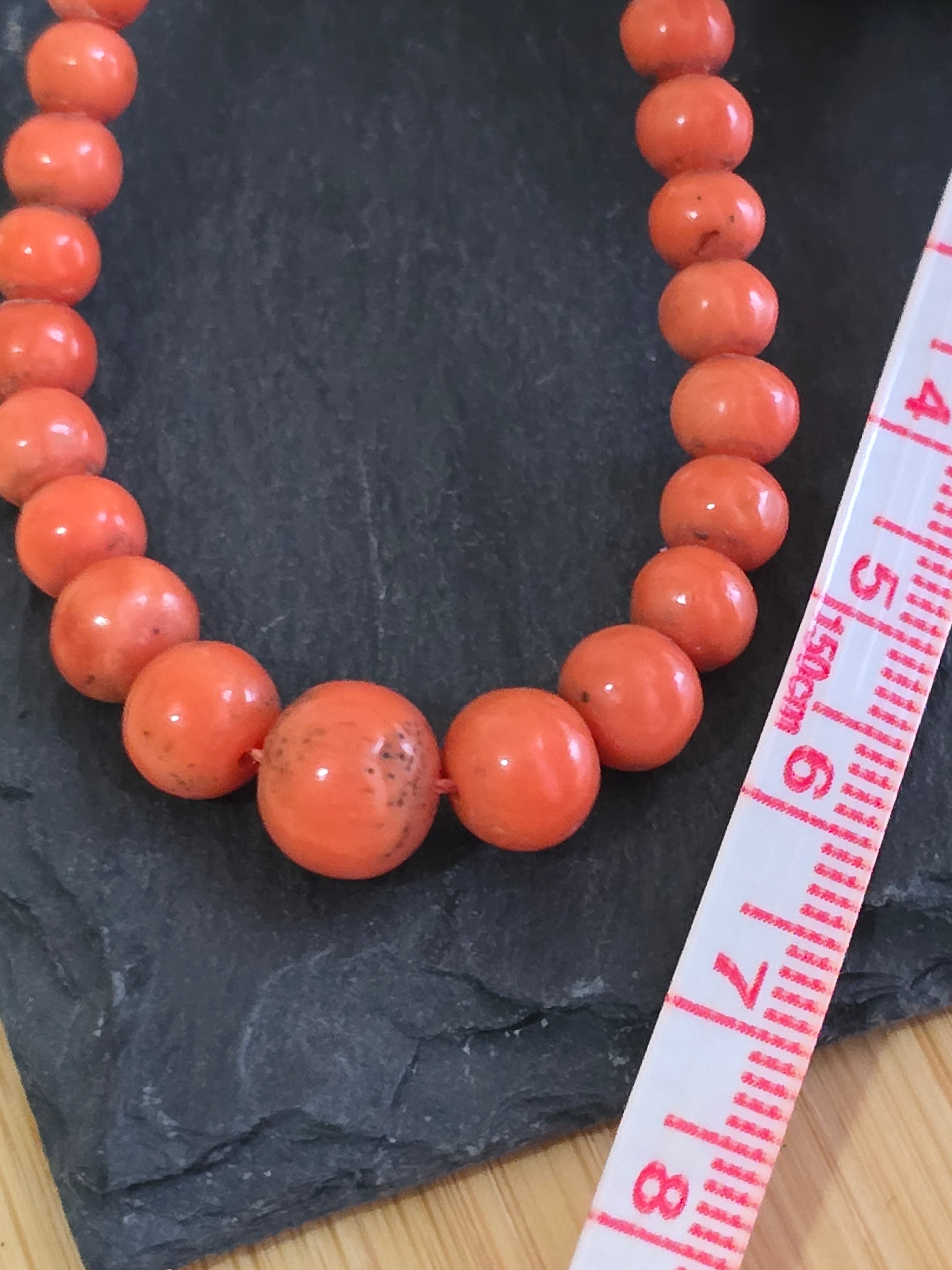 Antique Victorian Graduated Natural Undyed Coral Long Necklace, Antique jewellery.