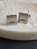 Vintage Silver Tone Textured & Rhinestone Cuff Links, Vintage Jewellery