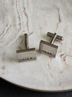 Vintage Silver Tone Textured & Rhinestone Cuff Links, Vintage Jewellery