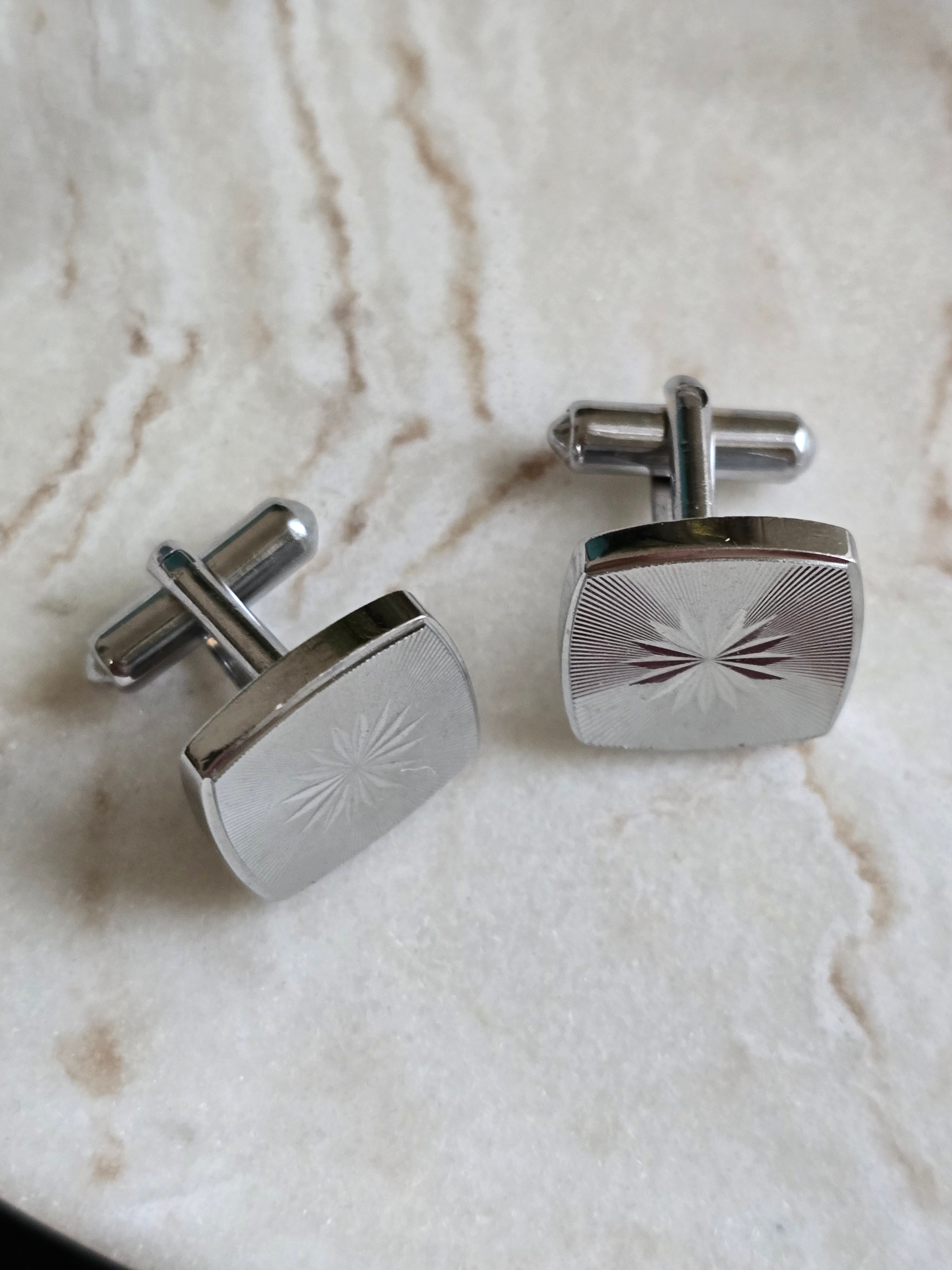 Vintage Textured Star Silver Tone Cufflinks, Men's Accessories, Jewellery