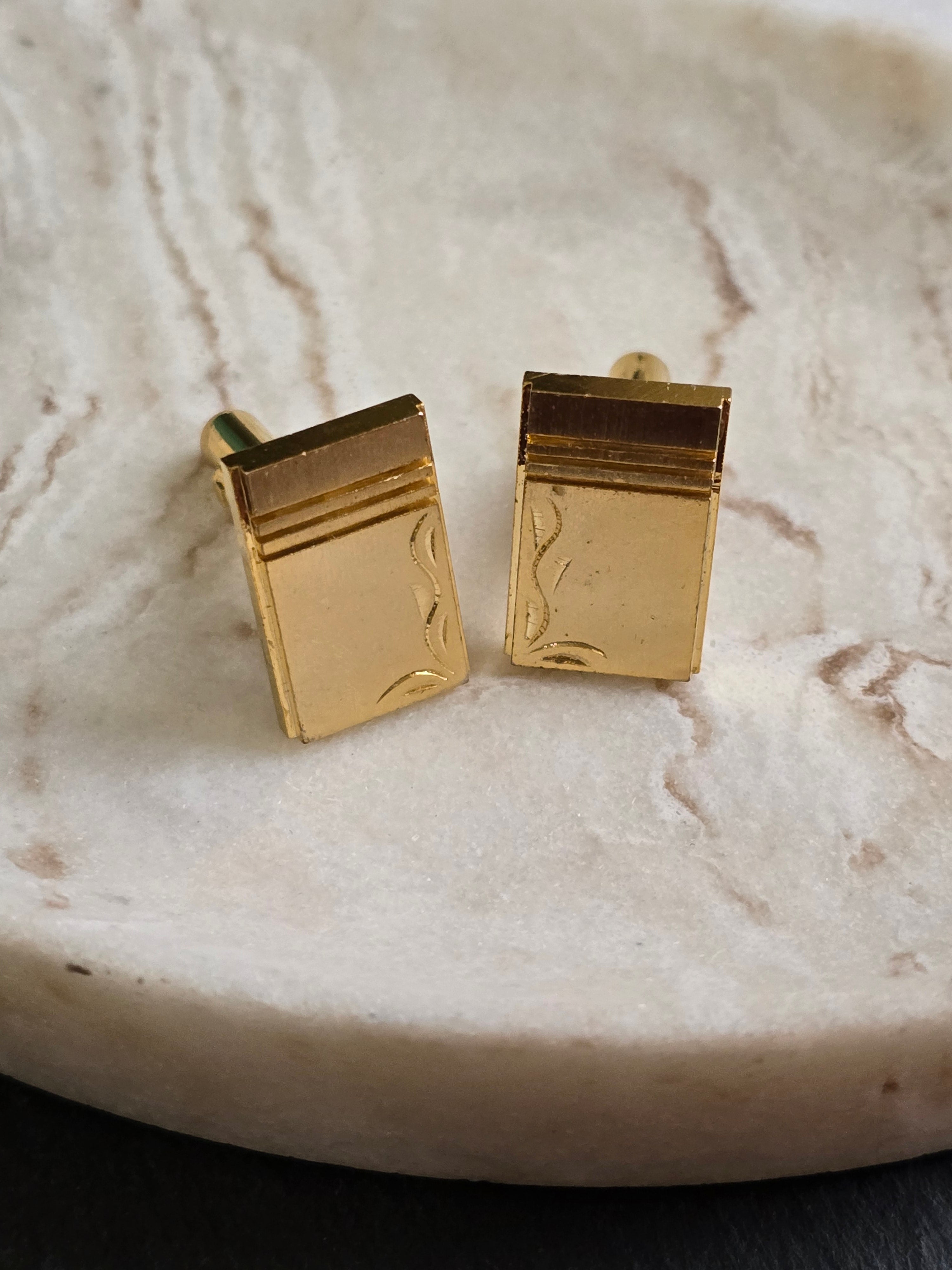 Vintage Classic Gold Tone Men's Cufflinks, Men's Accessories, Jewellery