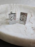 Vintage Silver Tone Textured Diamond Star Cufflinks, Men's Accessories, Jewellery