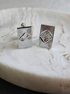 Vintage Silver Tone Textured Diamond Star Cufflinks, Men's Accessories, Jewellery