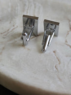 Vintage Silver Tone Textured Diamond Star Cufflinks, Men's Accessories, Jewellery