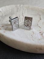 Vintage Silver Tone Textured Diamond Star Cufflinks, Men's Accessories, Jewellery