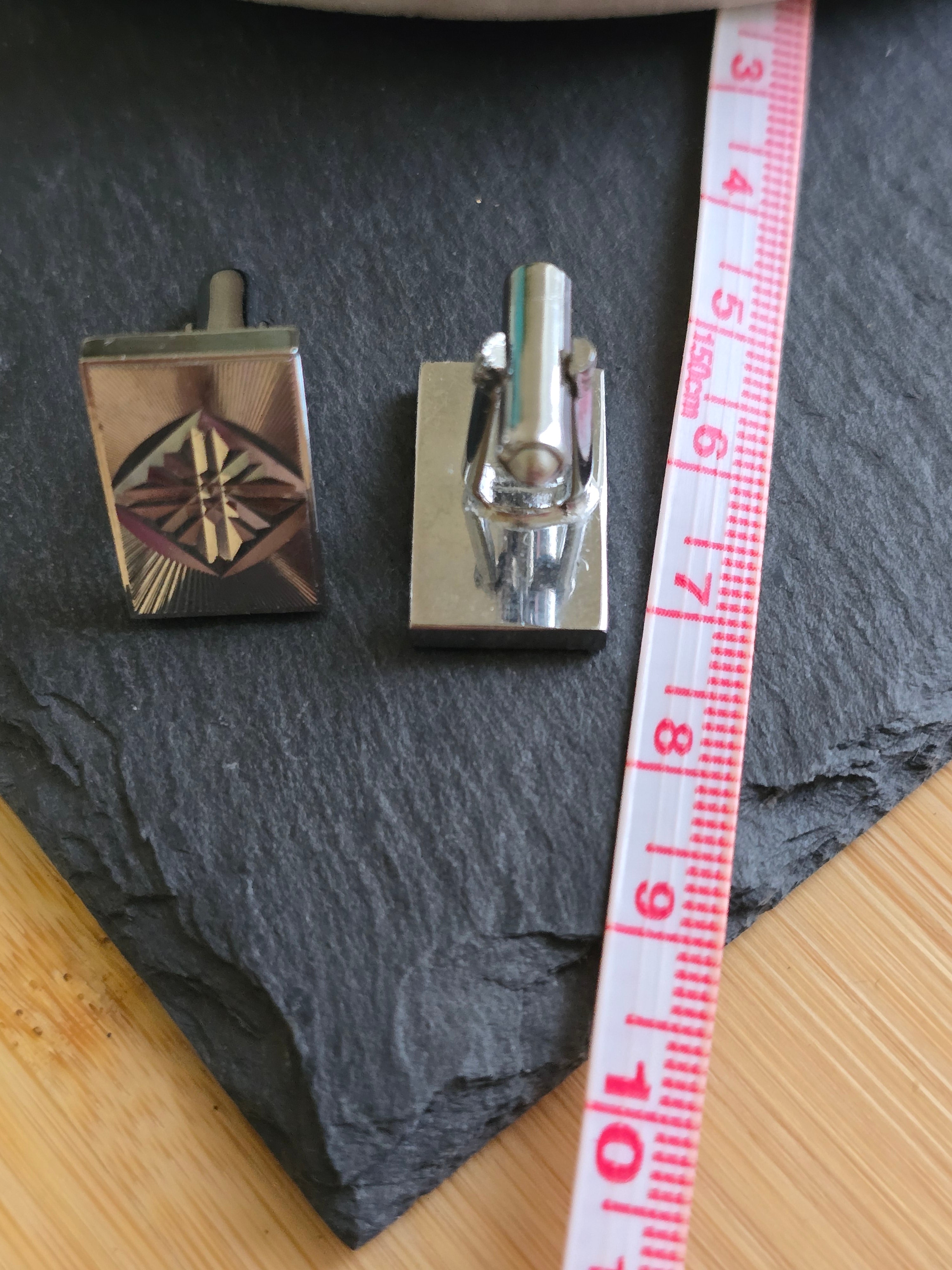 Vintage Silver Tone Textured Diamond Star Cufflinks, Men's Accessories, Jewellery