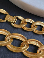 Vintage Signed Designer Chunky Textured & Polished Link Statement Gold Tone Napier Necklace
