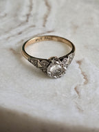 Antique Art Deco 9ct & Palladium Framed White Spinel Solitaire Ring