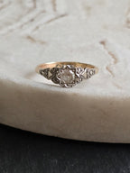 Antique Art Deco 9ct & Palladium Framed White Spinel Solitaire Ring