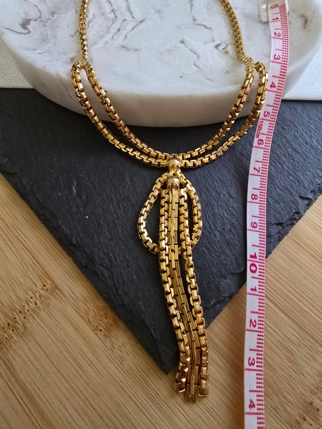 Vintage Pennino Style Modernist Gold Tone 1940s Statement Necklace Vintage Jewellery