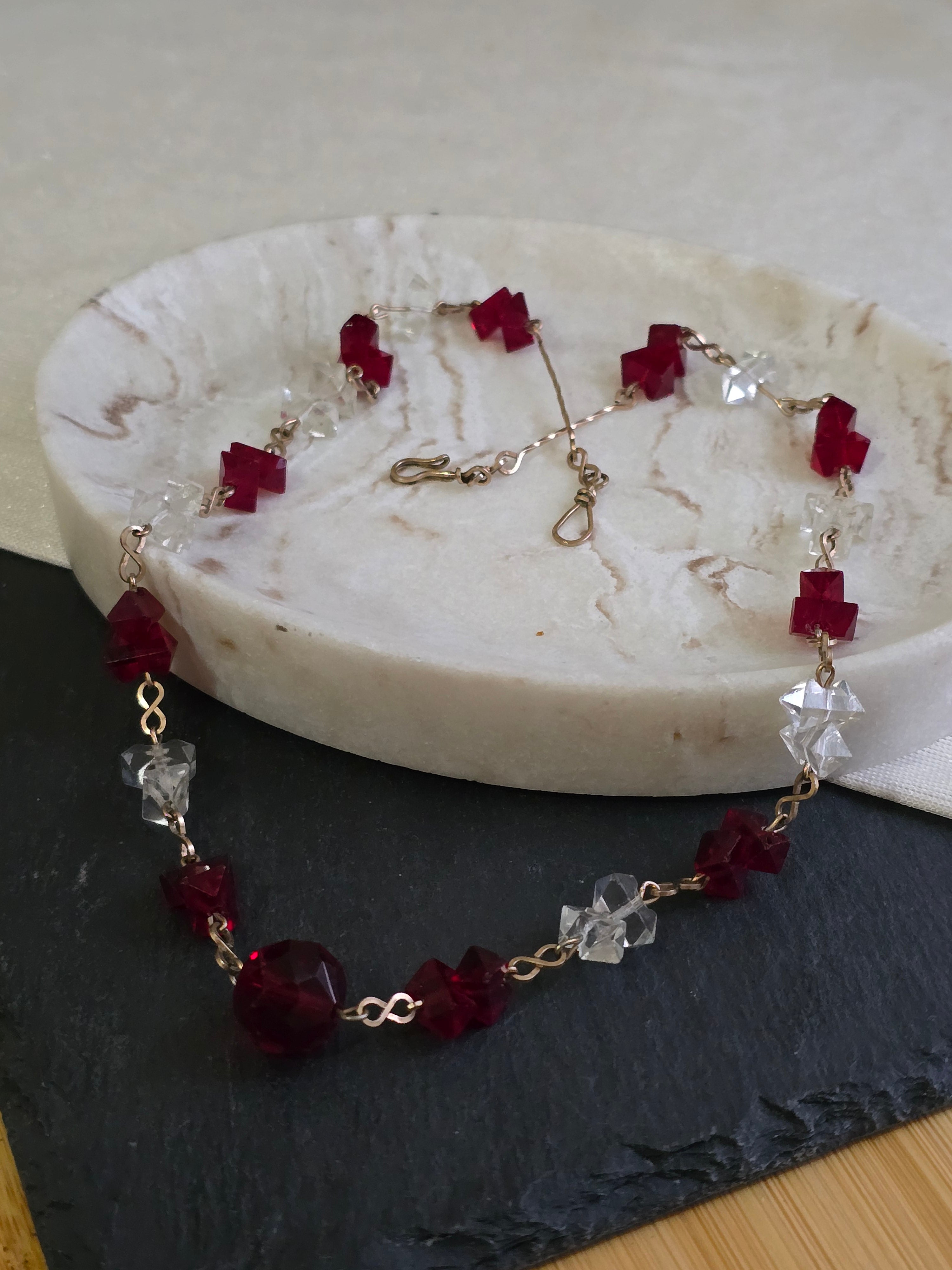 Antique Art Deco Rolled Gold Wired Glass Bead Necklace, Antique Jewellery