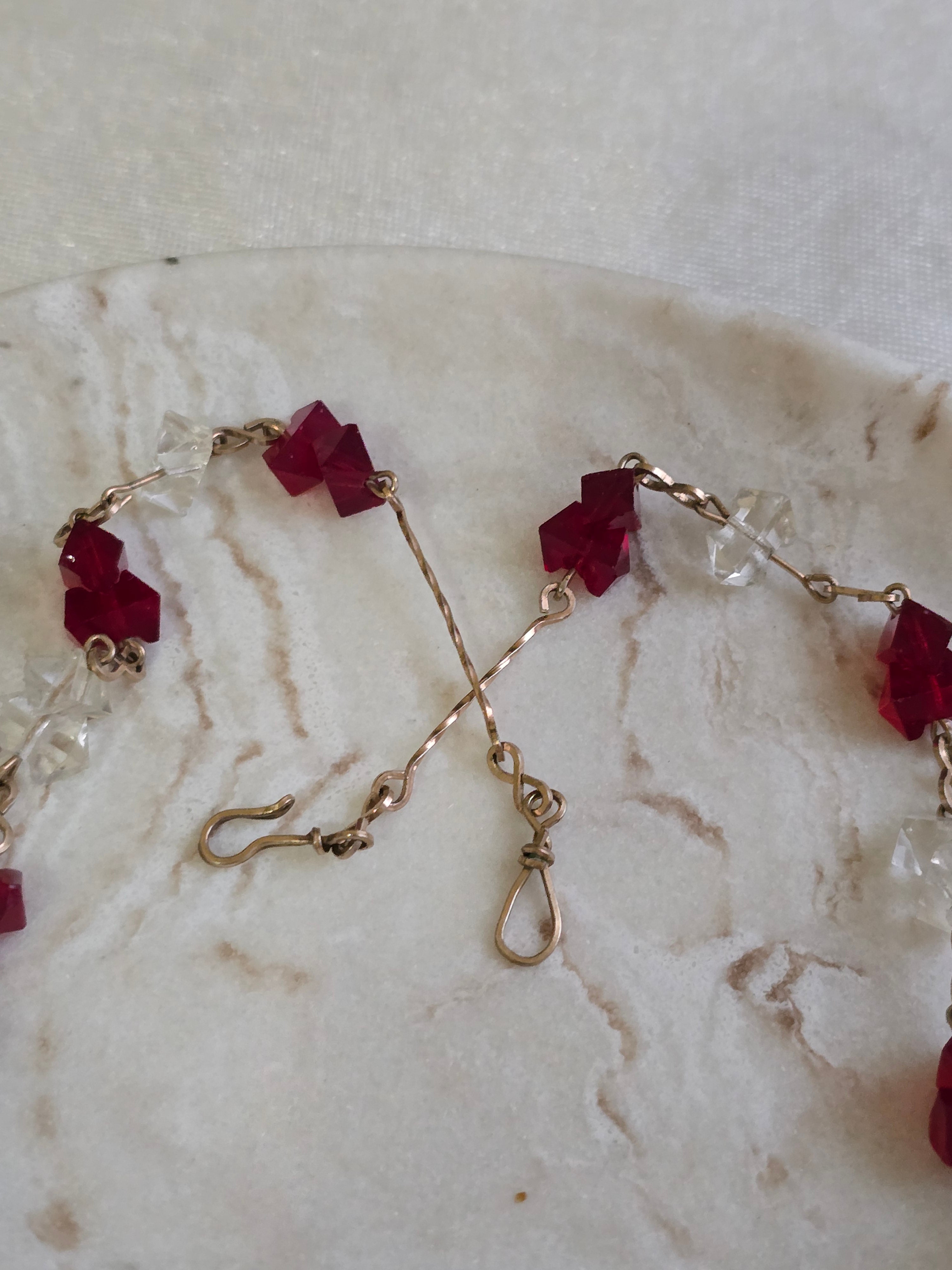 Antique Art Deco Rolled Gold Wired Glass Bead Necklace, Antique Jewellery