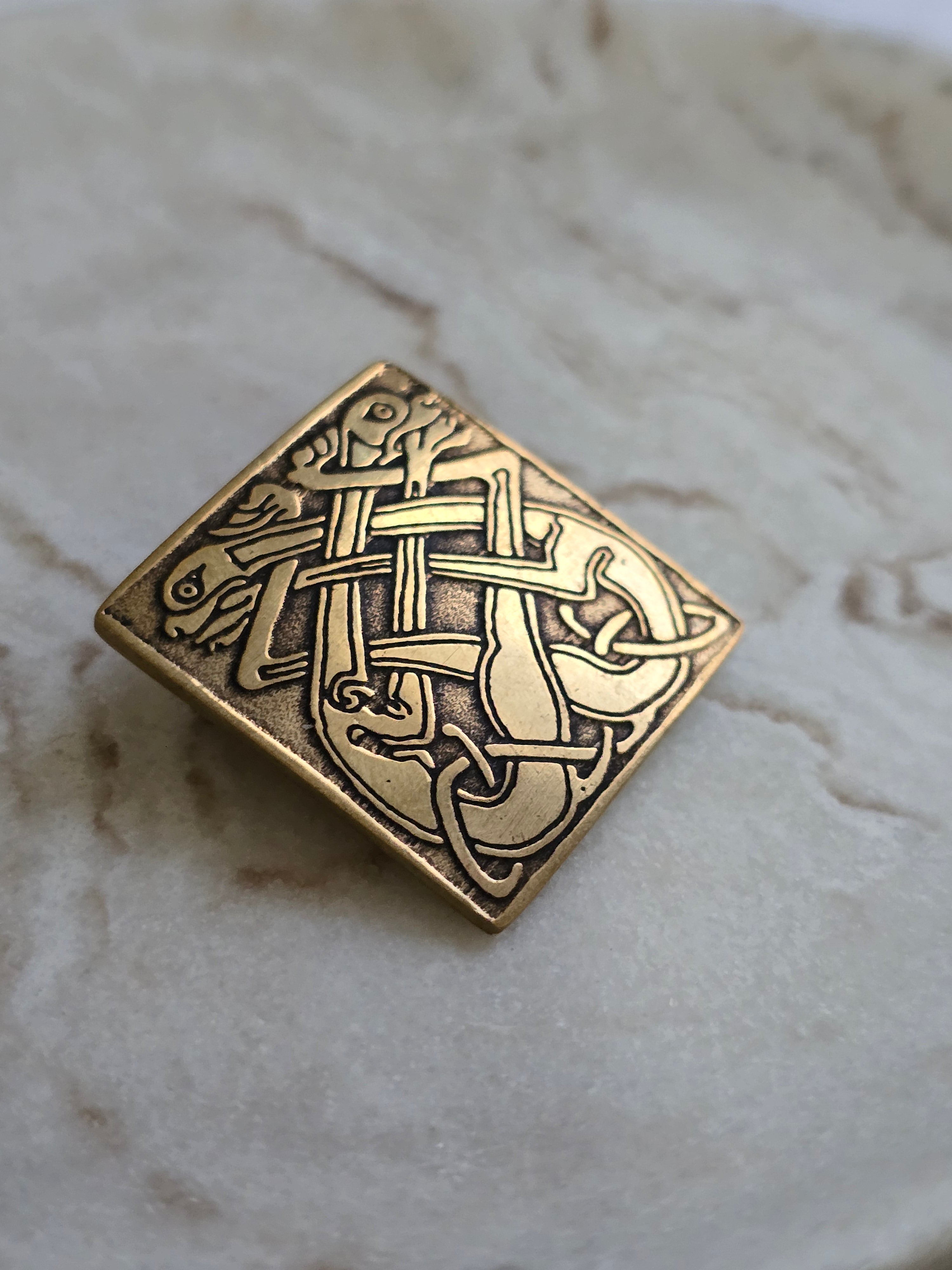 Vintage Zoomorphic Entwined Celtic Dog Brooch, Vintage Jewellery