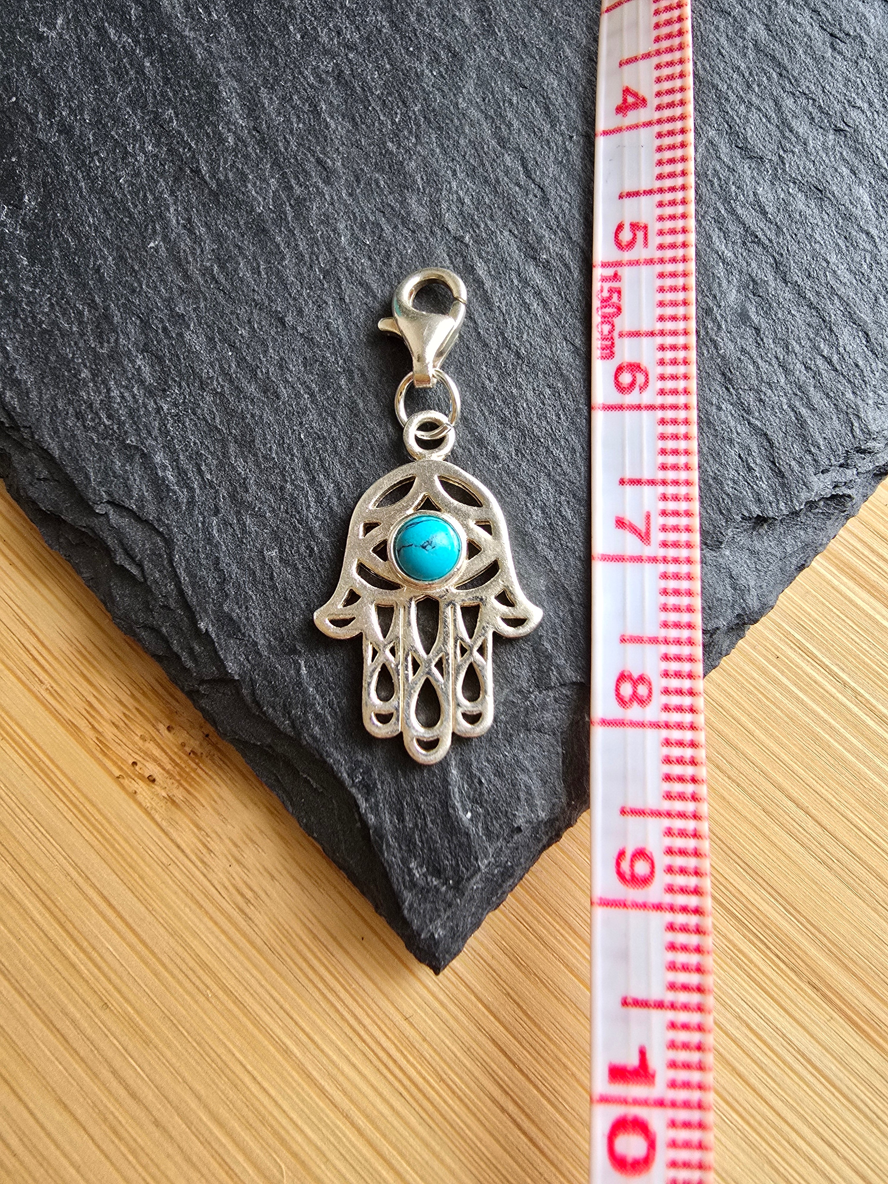 Thomas Sabo Turquoise & Sterling Silver Hand of Fatima, Hamsa Hand Charm