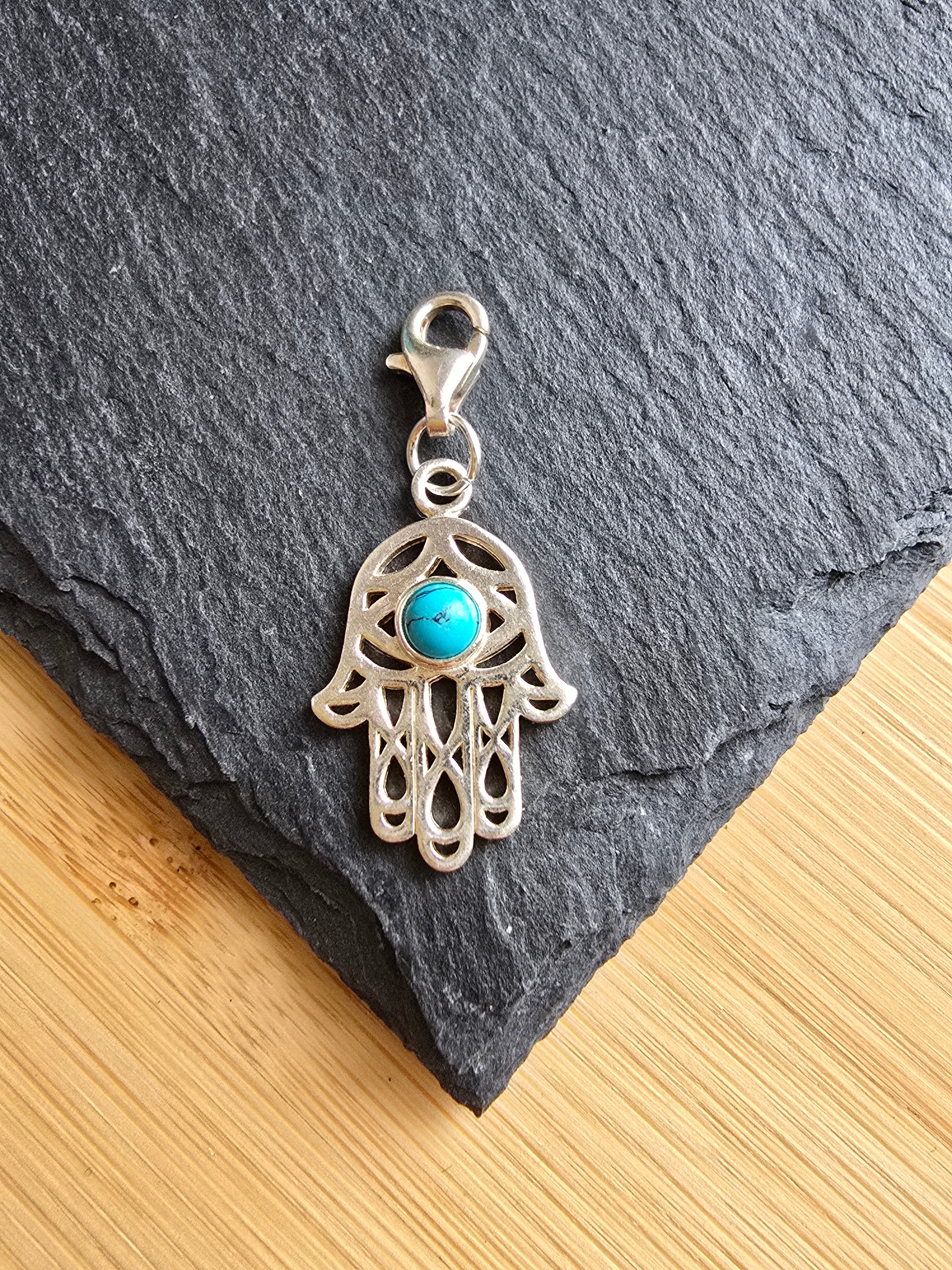 Thomas Sabo Turquoise & Sterling Silver Hand of Fatima, Hamsa Hand Charm