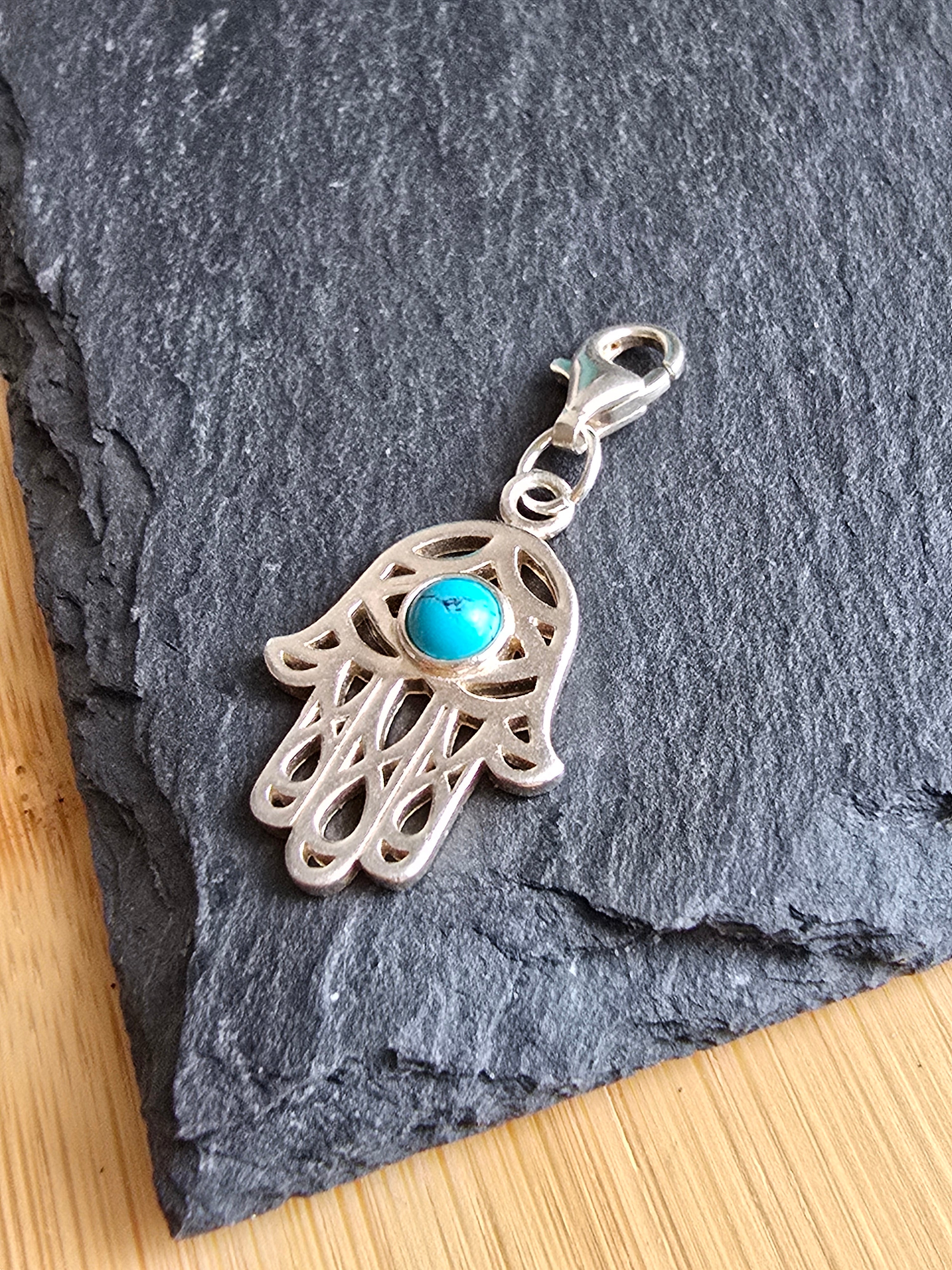Thomas Sabo Turquoise & Sterling Silver Hand of Fatima, Hamsa Hand Charm