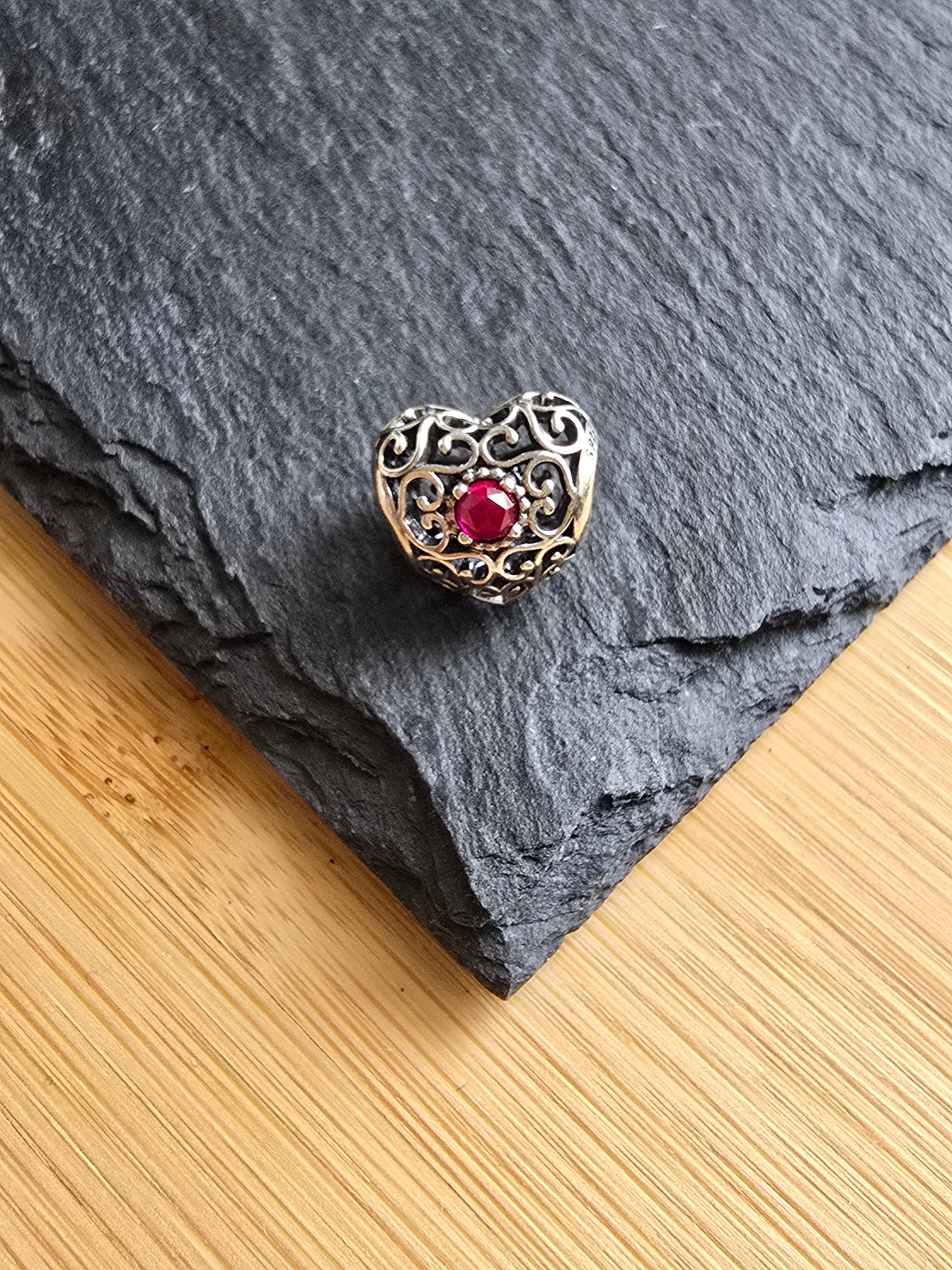 Genuine Pandora July Openwork Heart Charm Retired ALE 925 Sterling Silver