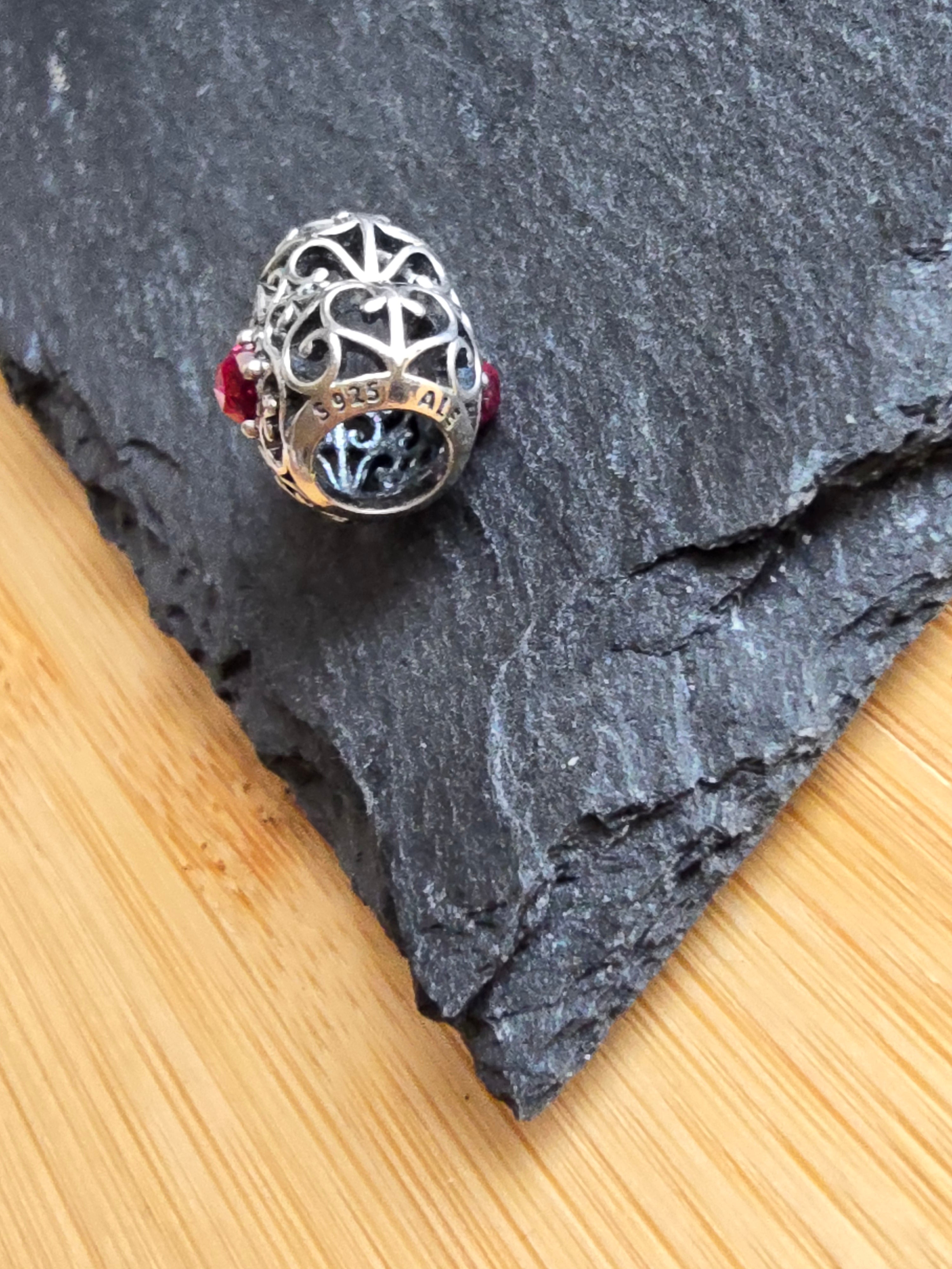 Genuine Pandora July Openwork Heart Charm Retired ALE 925 Sterling Silver