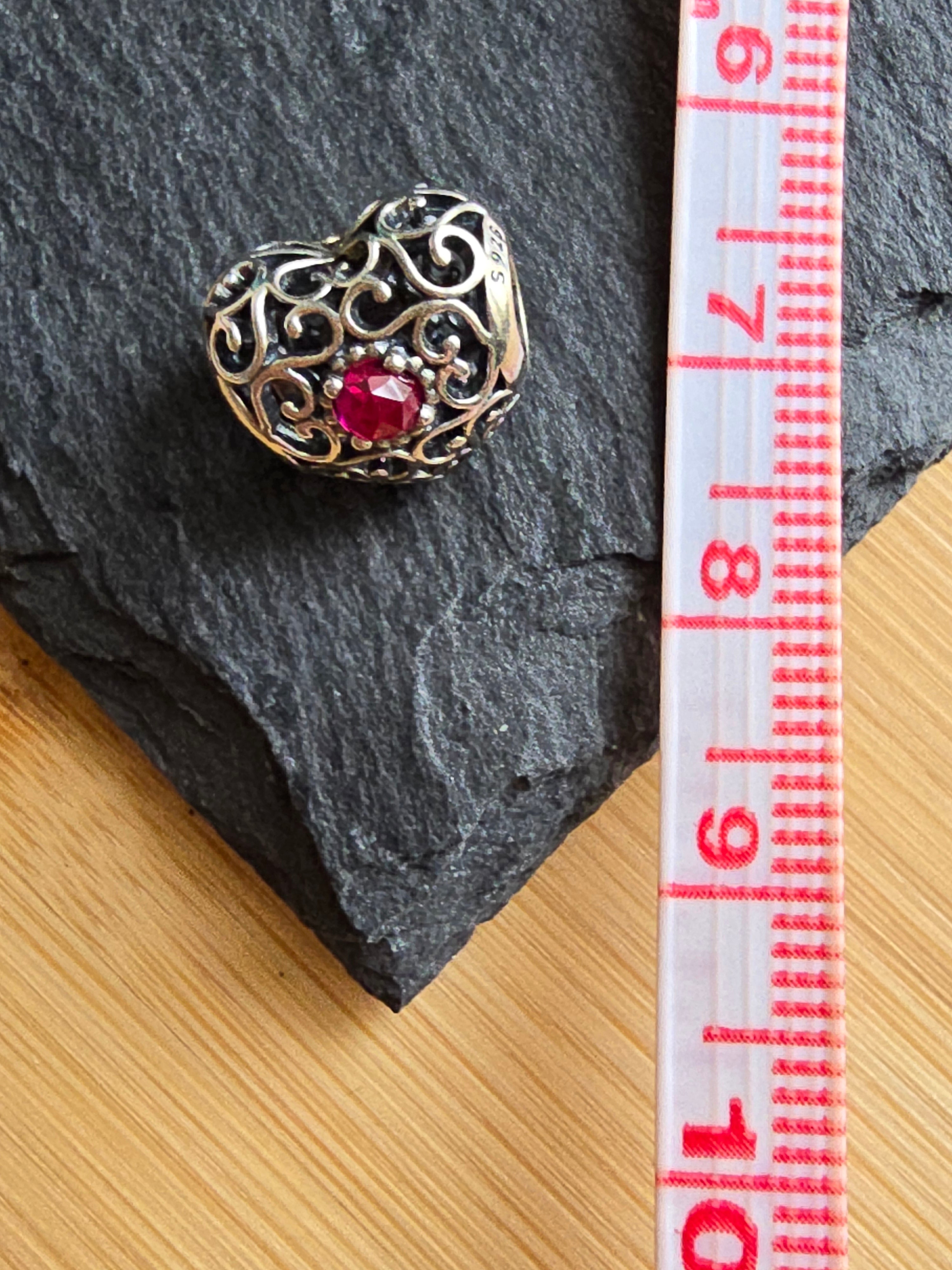 Genuine Pandora July Openwork Heart Charm Retired ALE 925 Sterling Silver