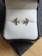 Sterling Silver Cute Swallow Bird Stud Earrings