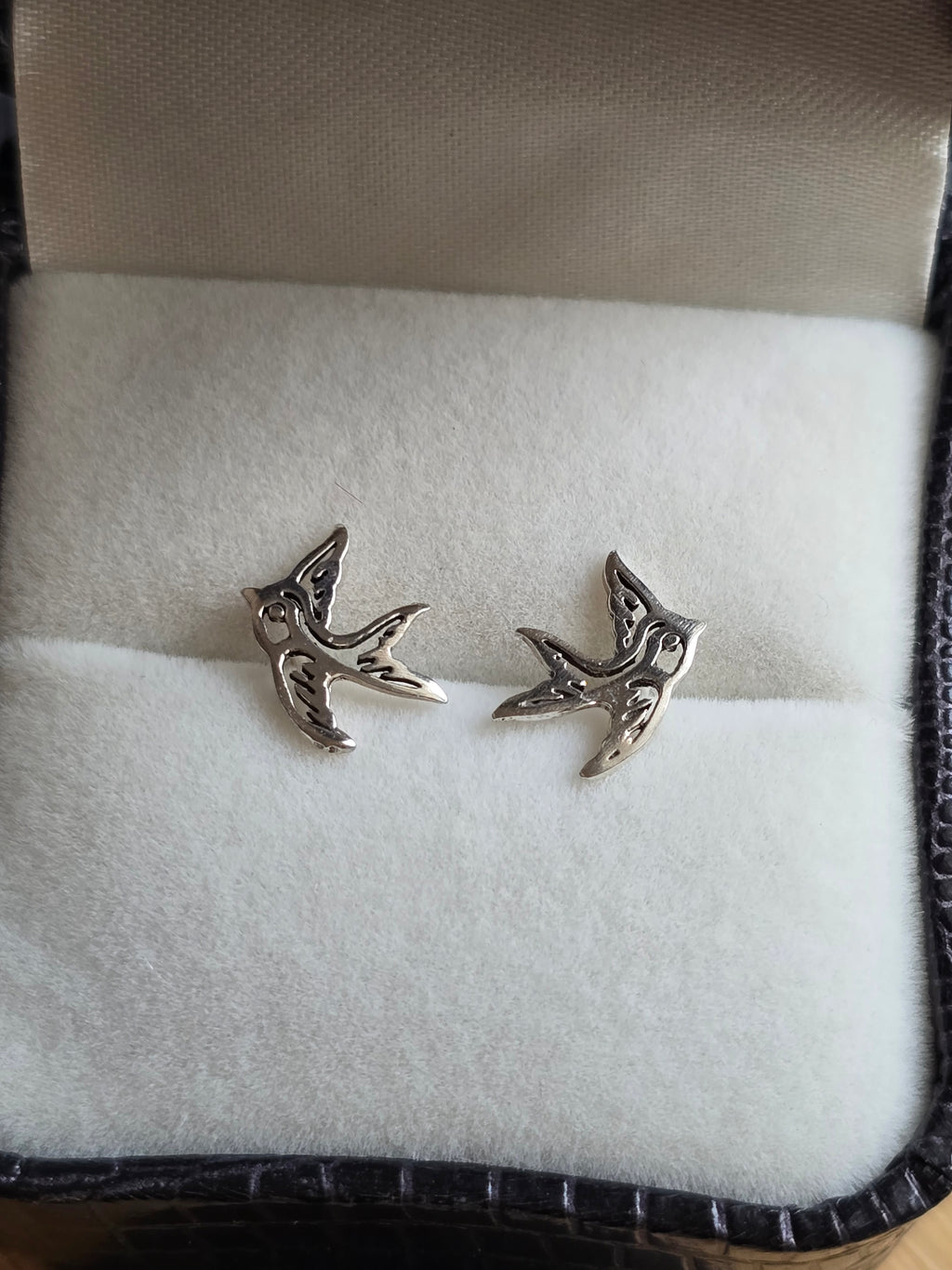 Sterling Silver Cute Swallow Bird Stud Earrings