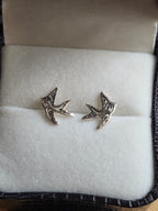 Sterling Silver Cute Swallow Bird Stud Earrings