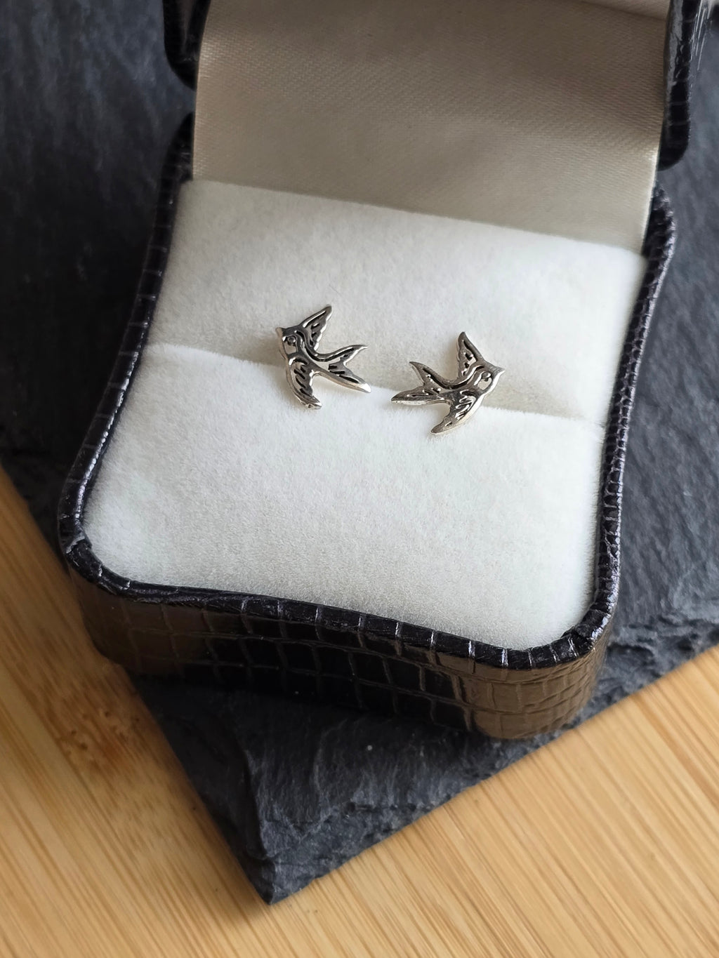 Sterling Silver Cute Swallow Bird Stud Earrings