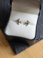Sterling Silver Cute Swallow Bird Stud Earrings