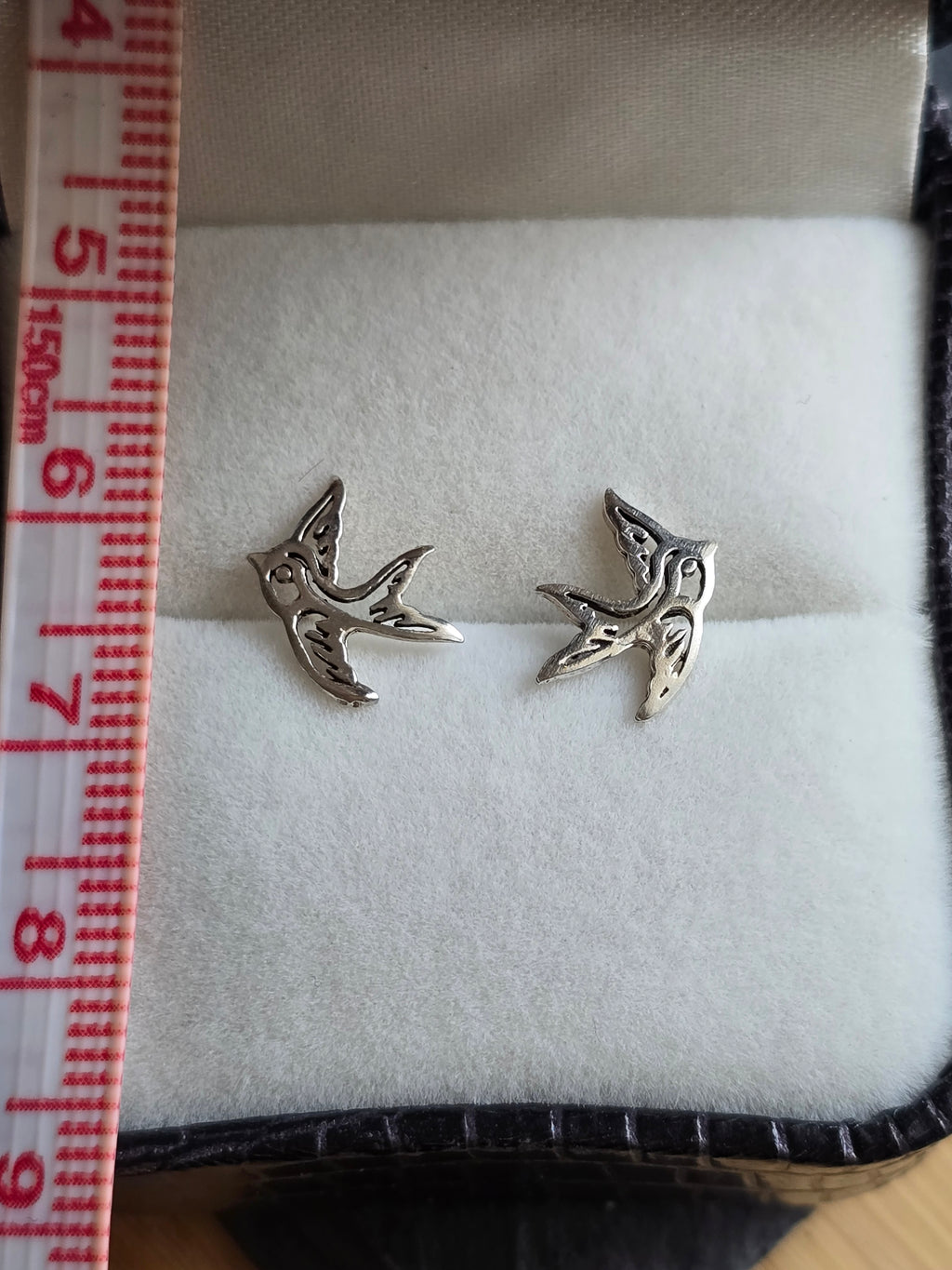 Sterling Silver Cute Swallow Bird Stud Earrings