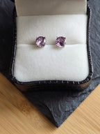 Sterling Silver Round Cut Purple Crystal Stud Earrings