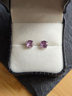Sterling Silver Round Cut Purple Crystal Stud Earrings